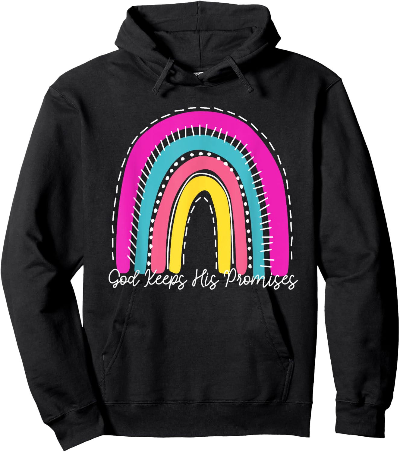 God Keeps His Promises Colorful Boho Rainbow Christian Hoodie - Hoodie | Black