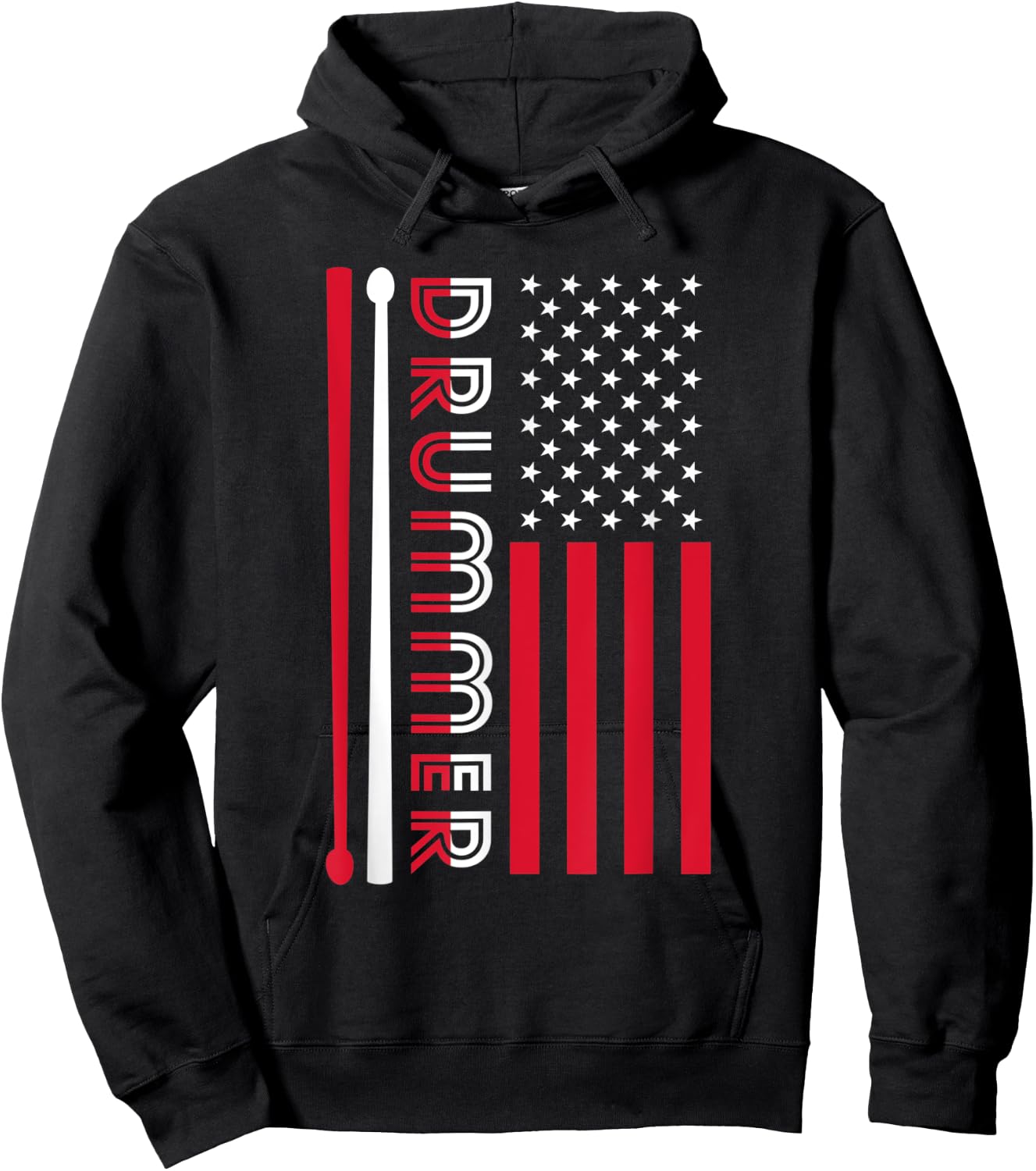 USA Flag Musician Drummer Gift Drums Hoodie - Hoodie | Black