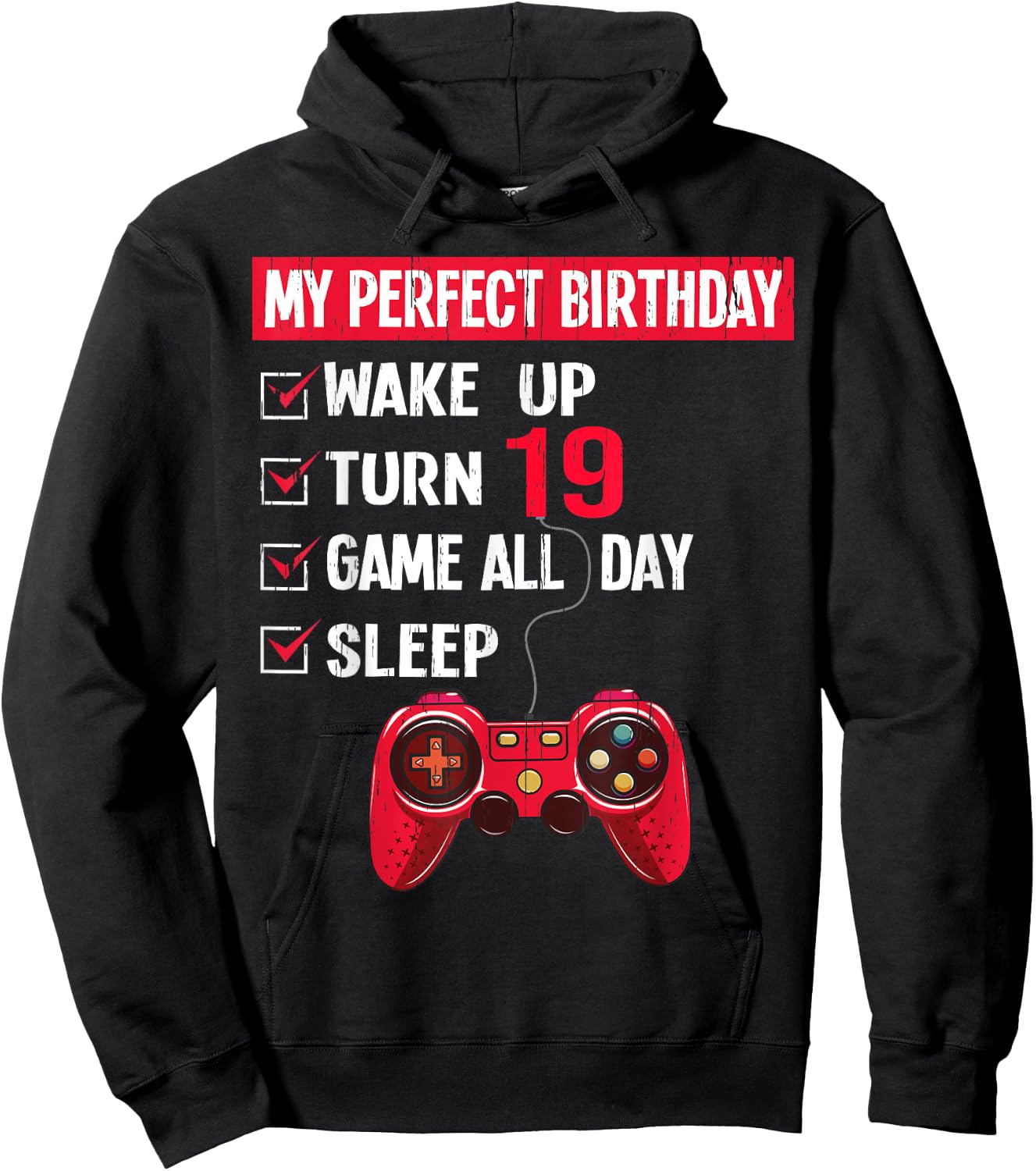 19 Years Old Gamer 19th Birthday Boy My Perfect Party Gift Hoodie - Hoodie | Black