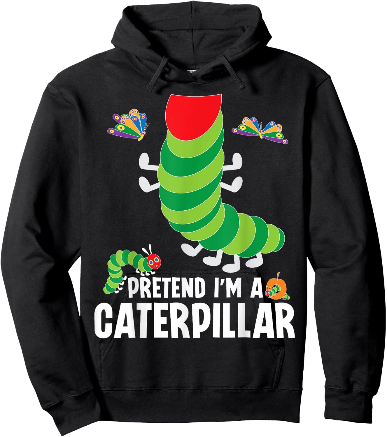 Pretend I'm A Caterpillar Funny Lazy Halloween Costume Hoodie - Hoodie | Black