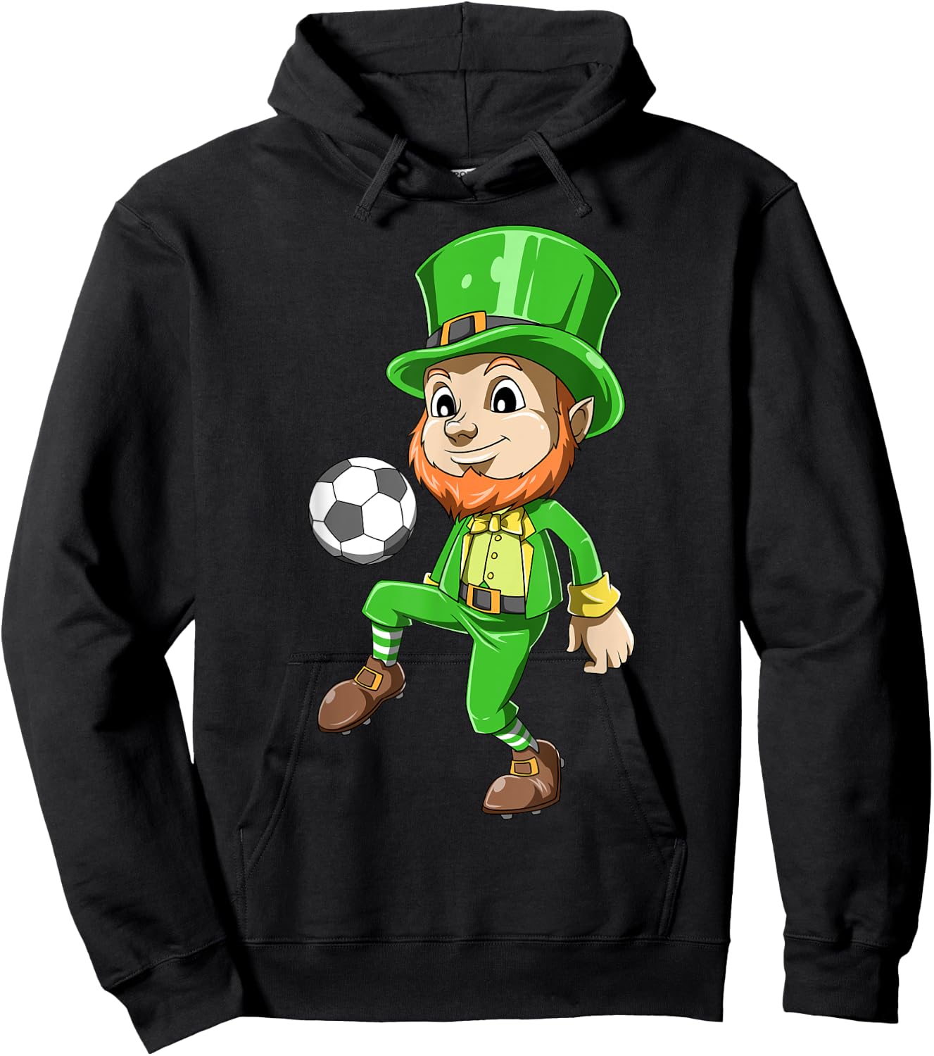 St Patrick's Day Soccer Irish Leprechaun Lucky Soccer Player Hoodie - Hoodie | Black