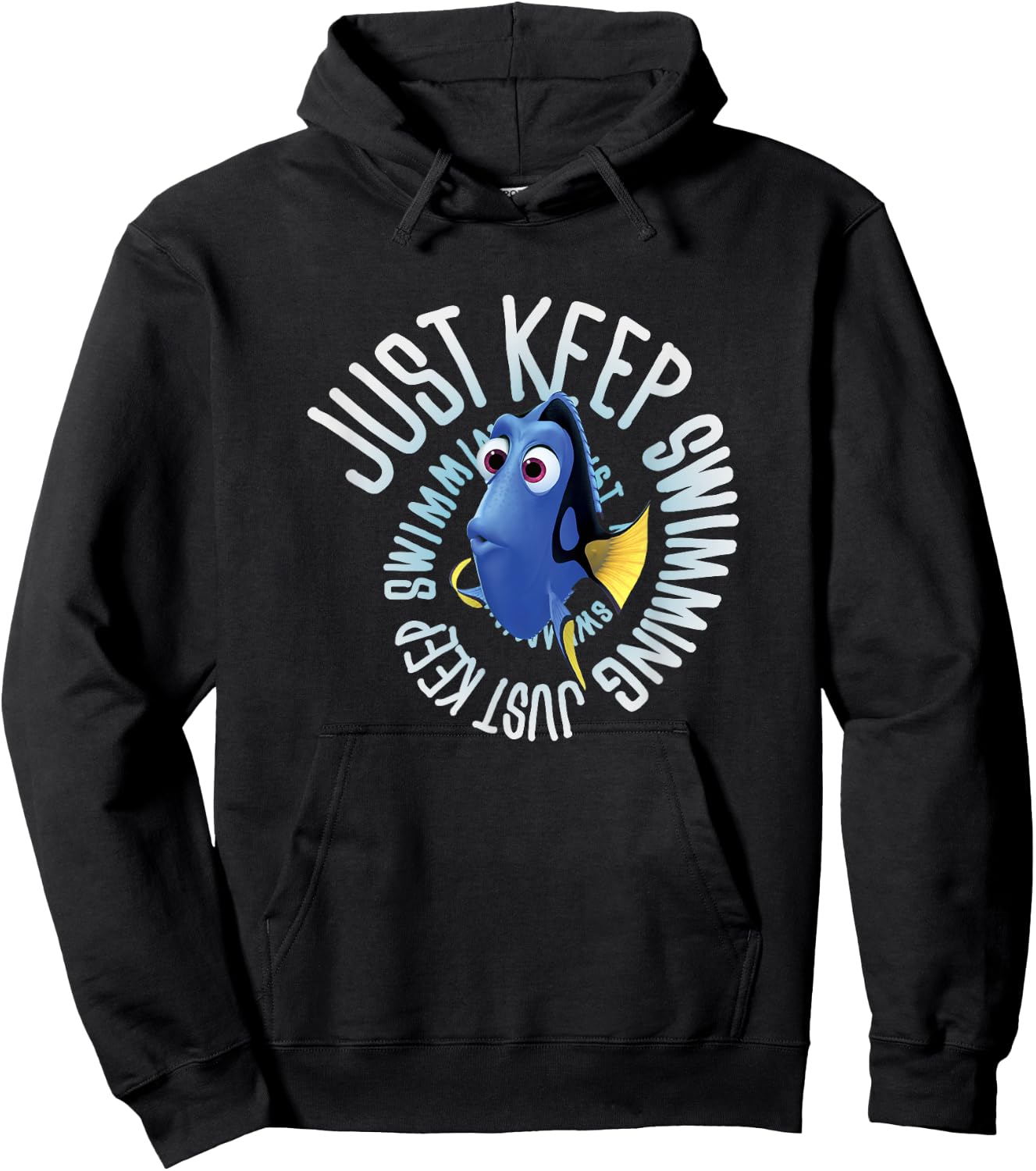 Disney Pixar Finding Dory Just Keep Swimming Big Chest Logo Hoodie - Hoodie | Black