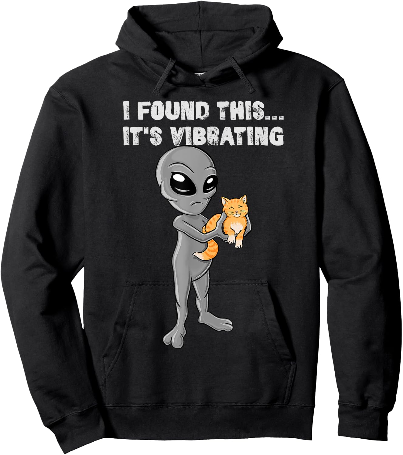 I Found This - It's Vibrating - Cat & Alien Women Girls Kids Hoodie - Hoodie | Black