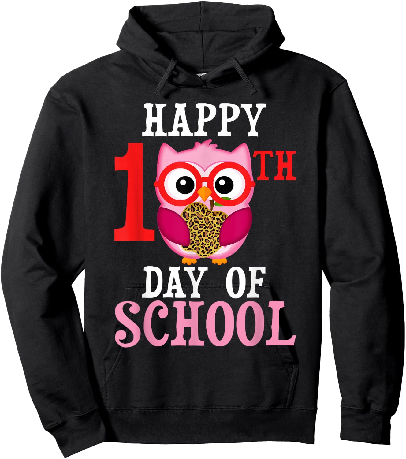 Happy 100th Day Of School Owl Cute Teacher Student Girls Owl Hoodie - Hoodie | Black