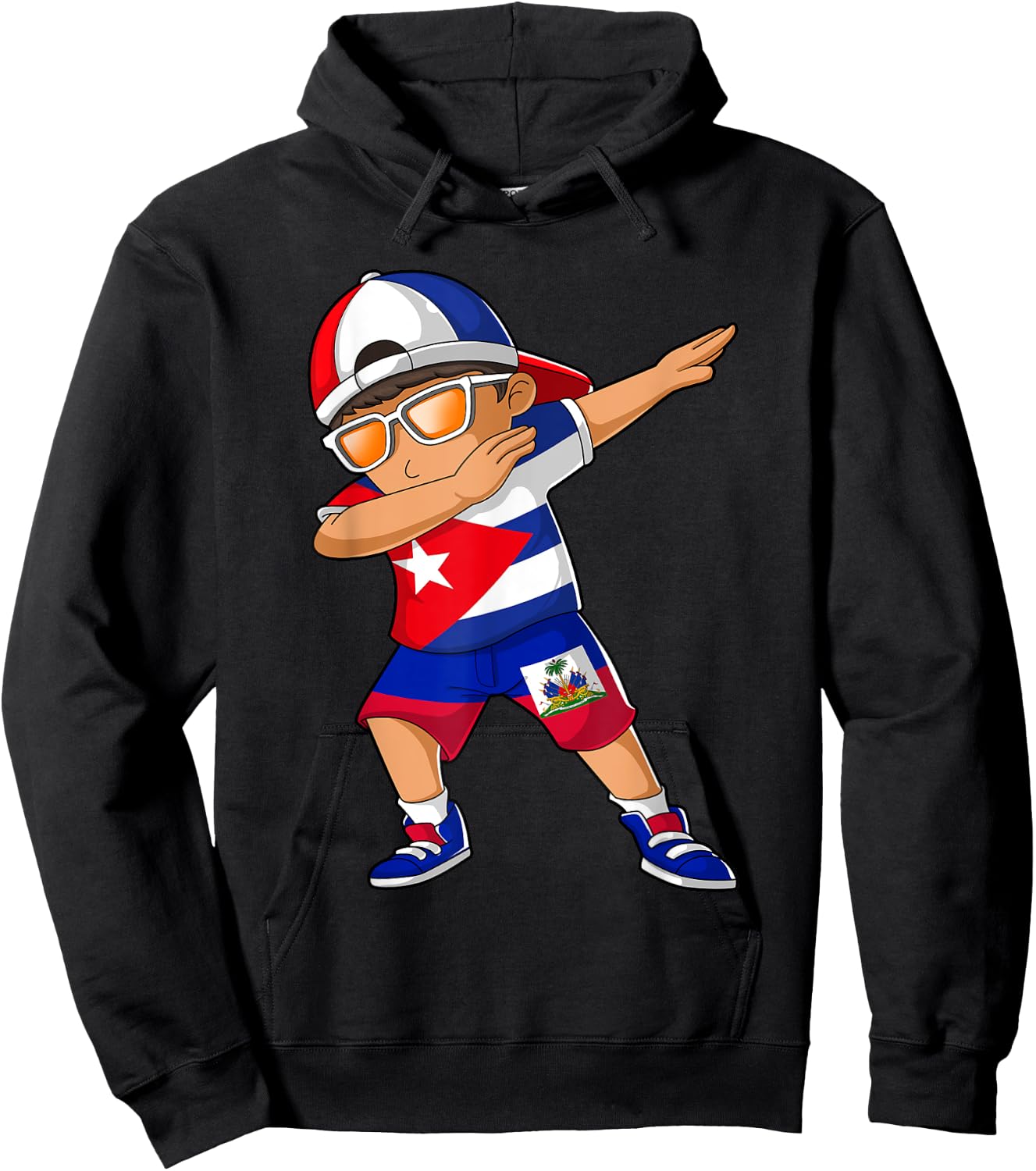 Half Cuban Half Haitian Boy Kid Cuba Haiti Flag Hoodie - Hoodie | Black