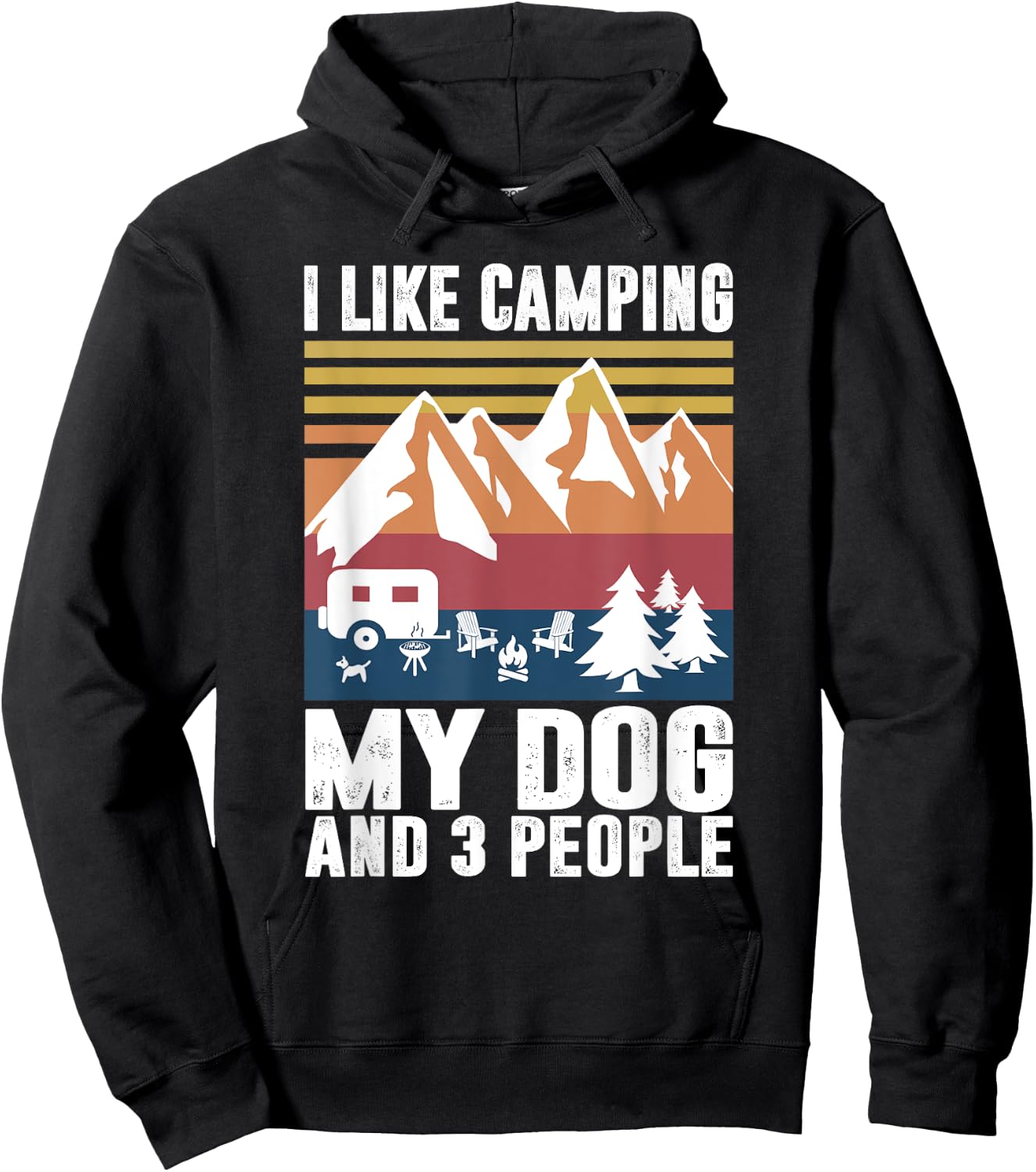 I Like Camping My Dog And Three People Funny Camper Hoodie - Hoodie | Black
