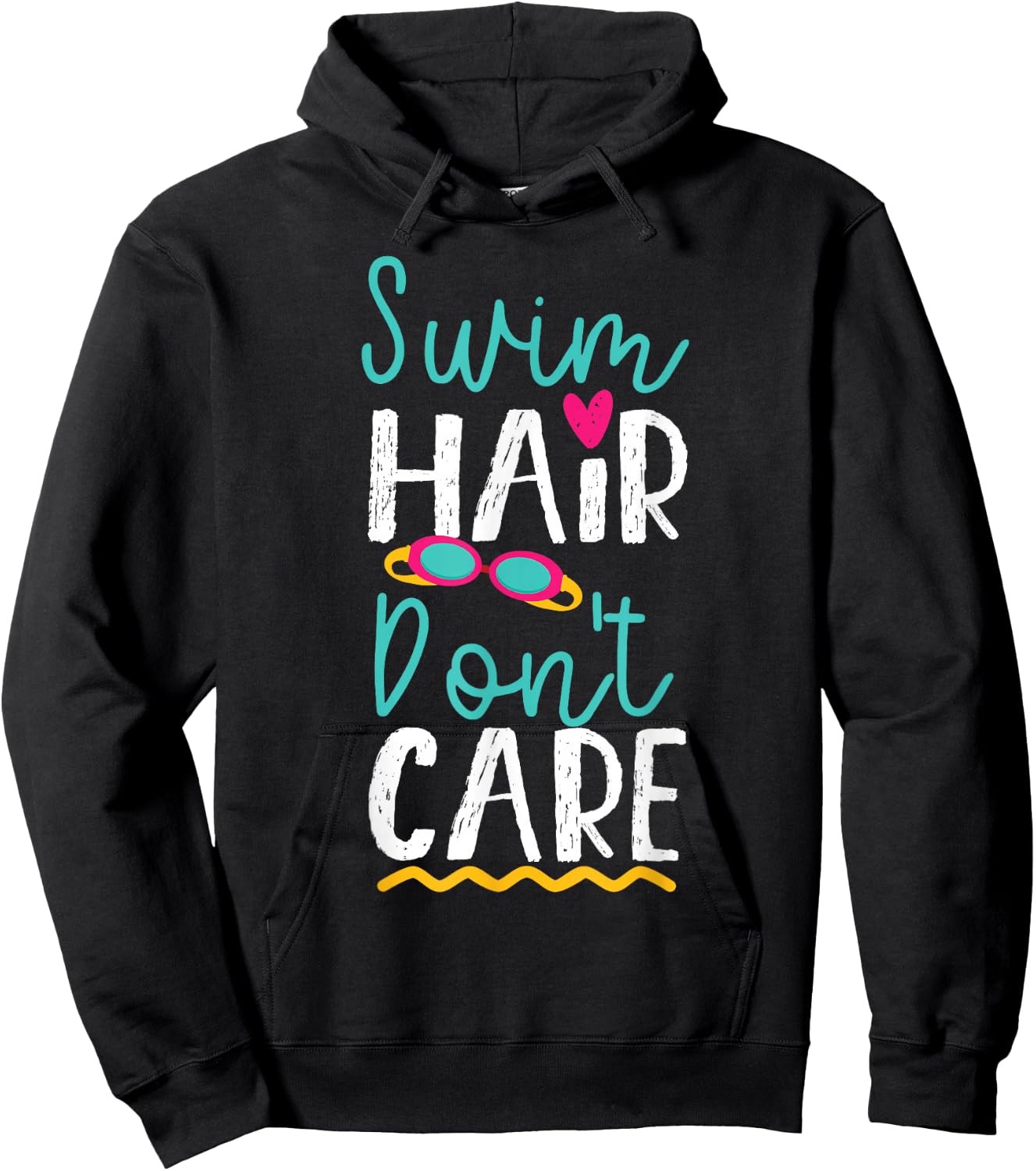 Swimming Swimmer Swim Hair Don't Care Girl Hoodie - Hoodie | Black
