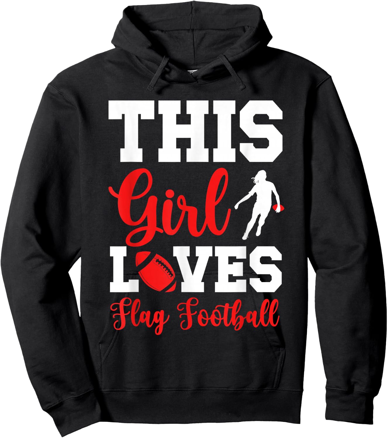This Girl Loves Flag Football Girl Flag Football Player Hoodie - Hoodie | Black