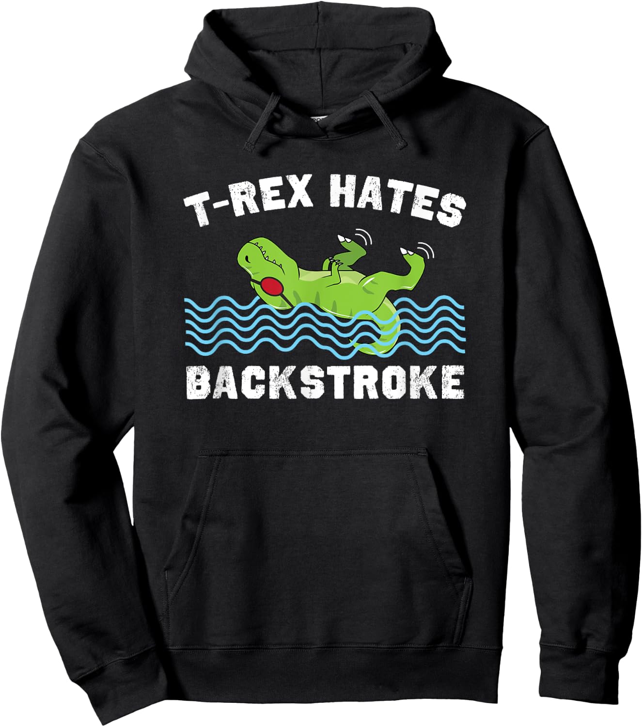 T-Rex Hates Backstroke Funny Beach Swimming Women Girls Kids Hoodie - Hoodie | Black
