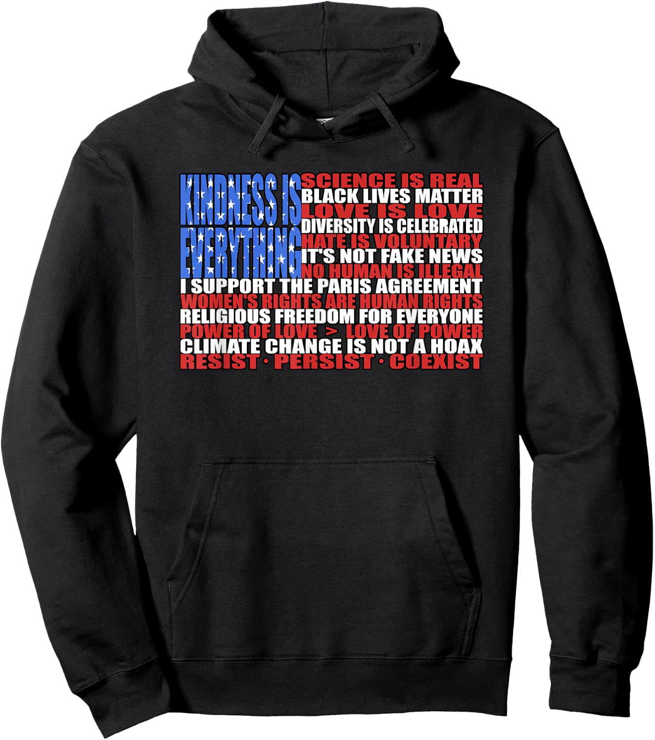Political Protest American Flag - Equality, Science & Rights Hoodie - Hoodie | Black
