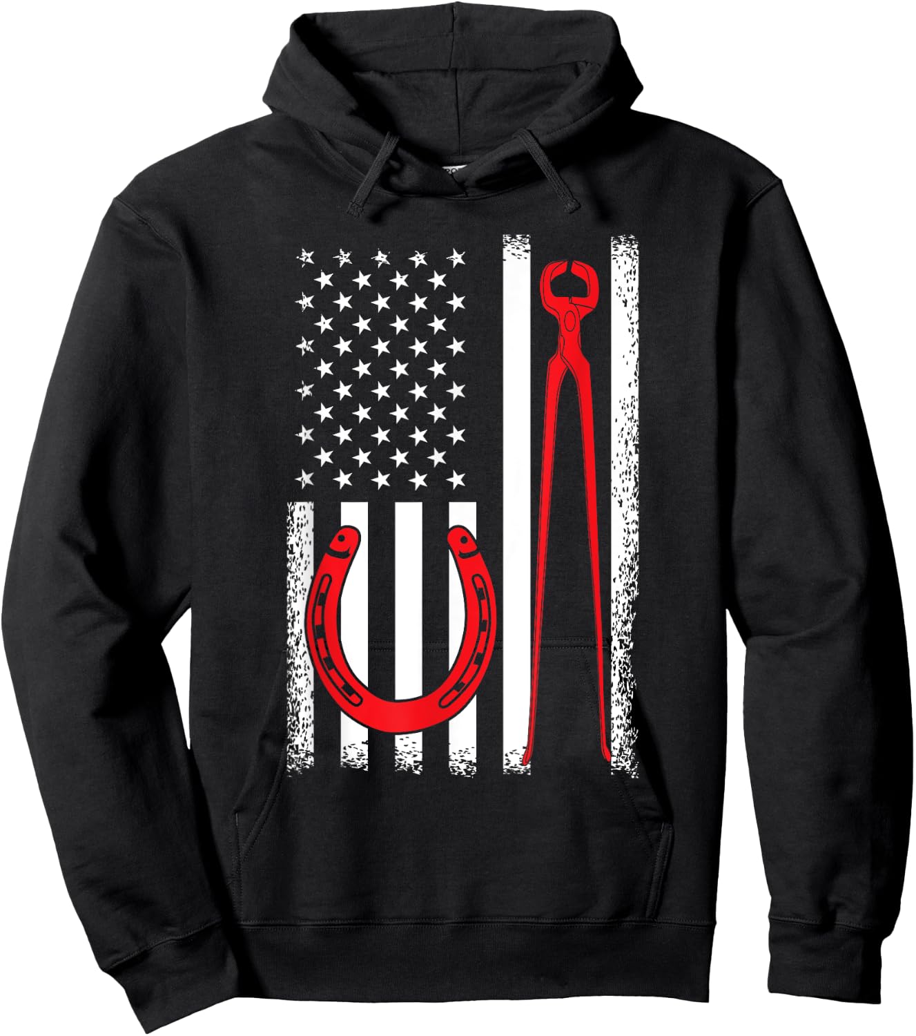 Farrier Patriot USA Flag Funny 4th Of July Horseshoeing Gift Women Girls Kids Men Hoodie - Hoodie | Black