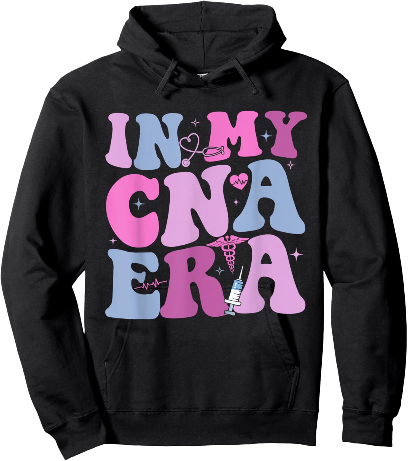 In My CNA Era Funny Groovy CNA Life Nurse Life Hoodie - Hoodie | Black