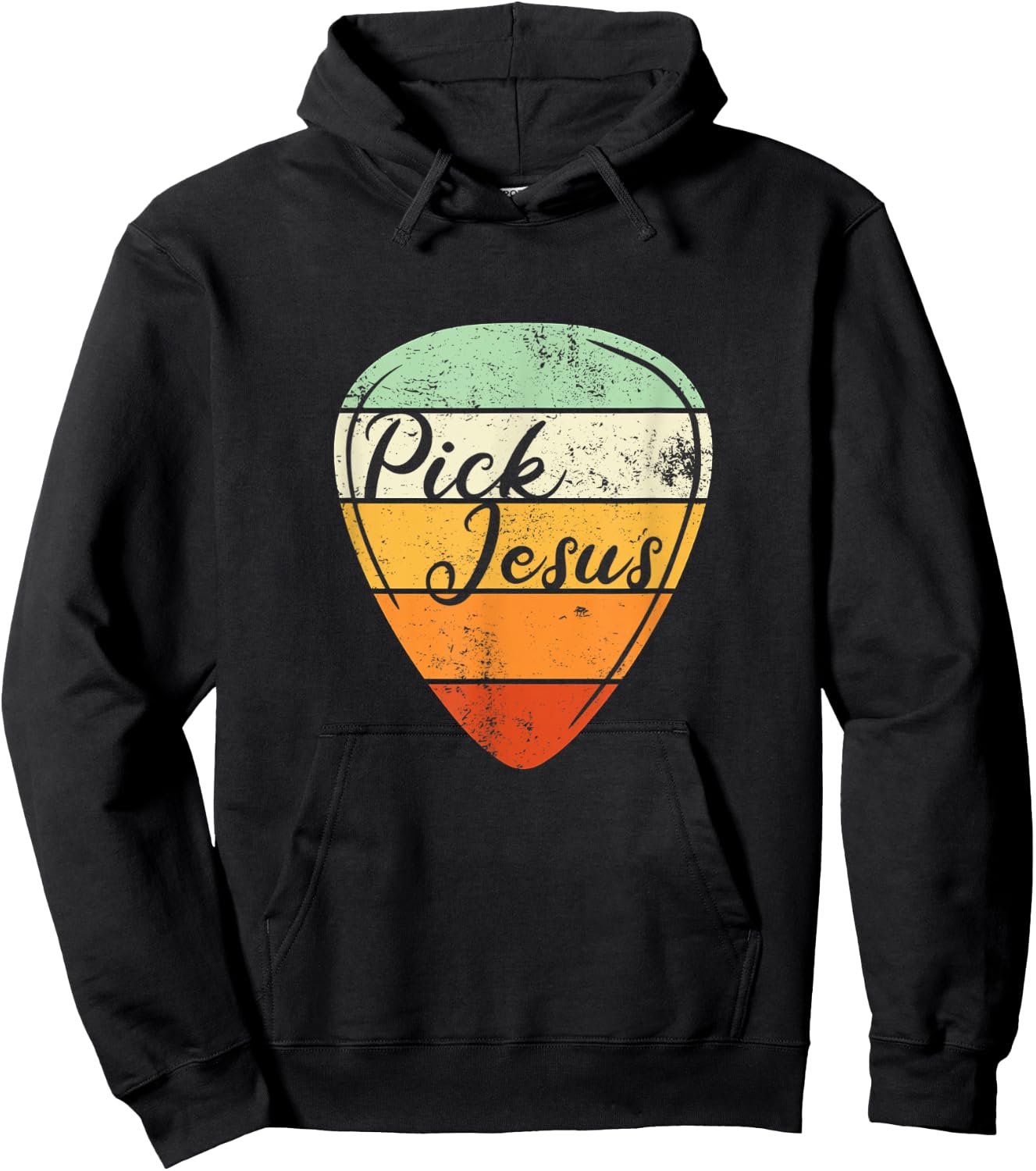 Pick Jesus - Christian Musician Vintage Guitar Pick Hoodie - Hoodie | Black