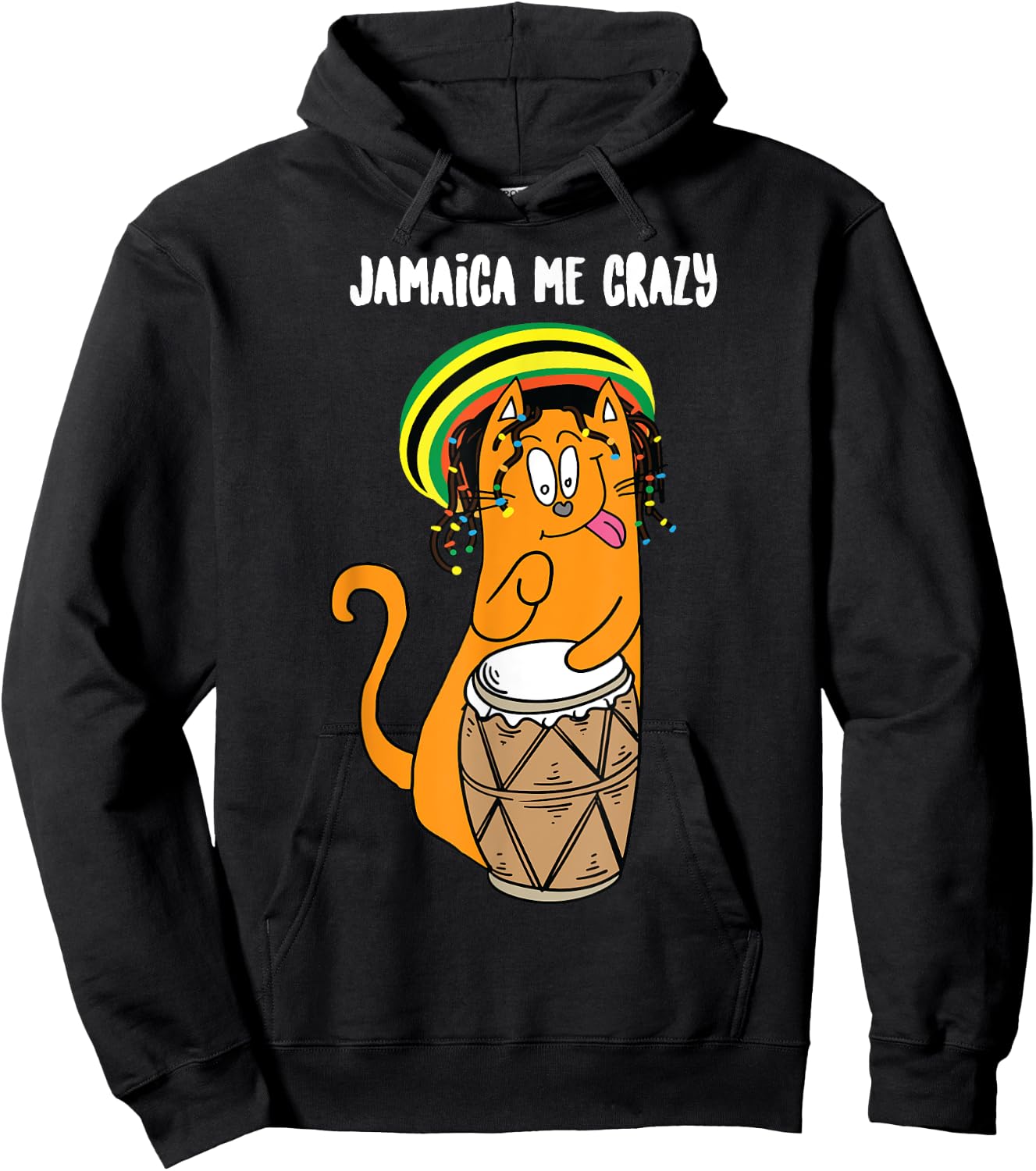 Funny Jamaica Me Crazy | Cute Jamaican Reggae Cat Gift Lover Women Girls Kids Hoodie - Hoodie | Black