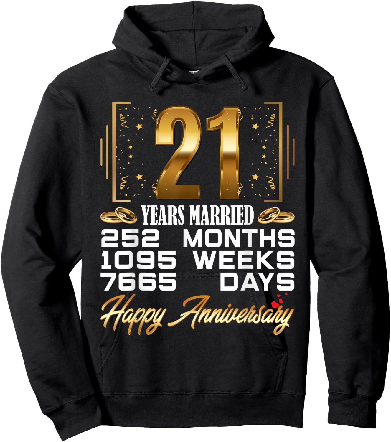 21 Years Married - Funny 21st Wedding Anniversary Hoodie - Hoodie | Black
