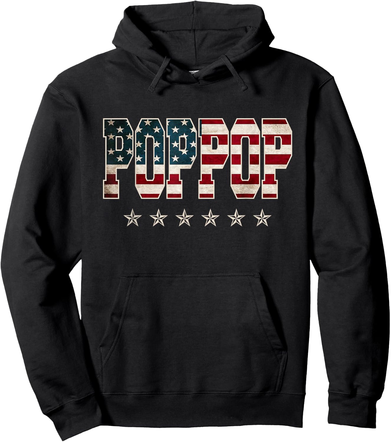 Poppop Father's Day American Flag 4th of July Vintage Xmas Hoodie - Hoodie | Black