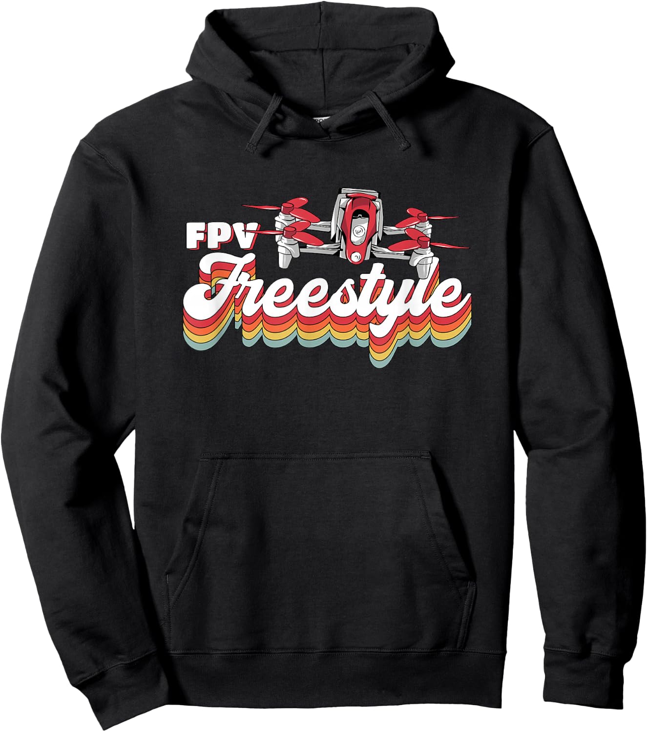 Vintage Quadcopter Racing Retro Fpv Drone Freestyle Hoodie - Hoodie | Black