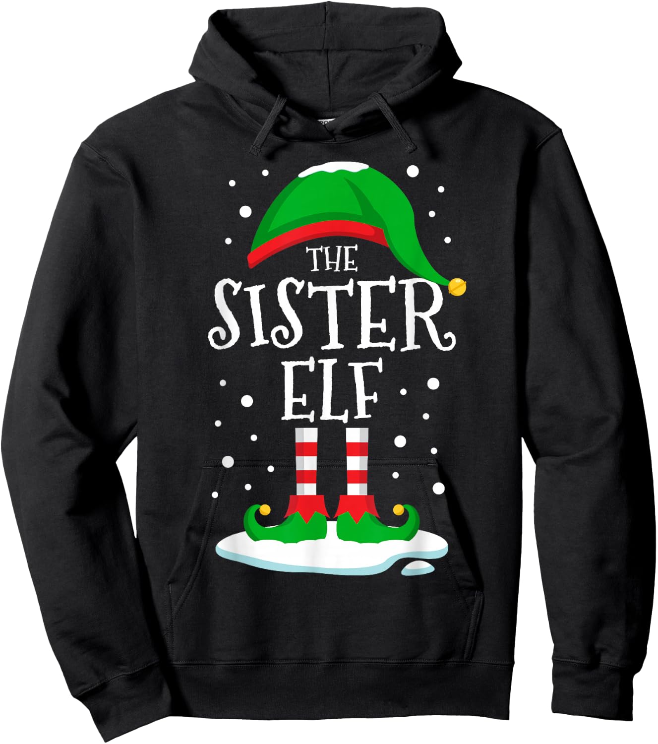 The Sister Elf Christmas Family Matching Xmas Group Funny Hoodie - Hoodie | Black
