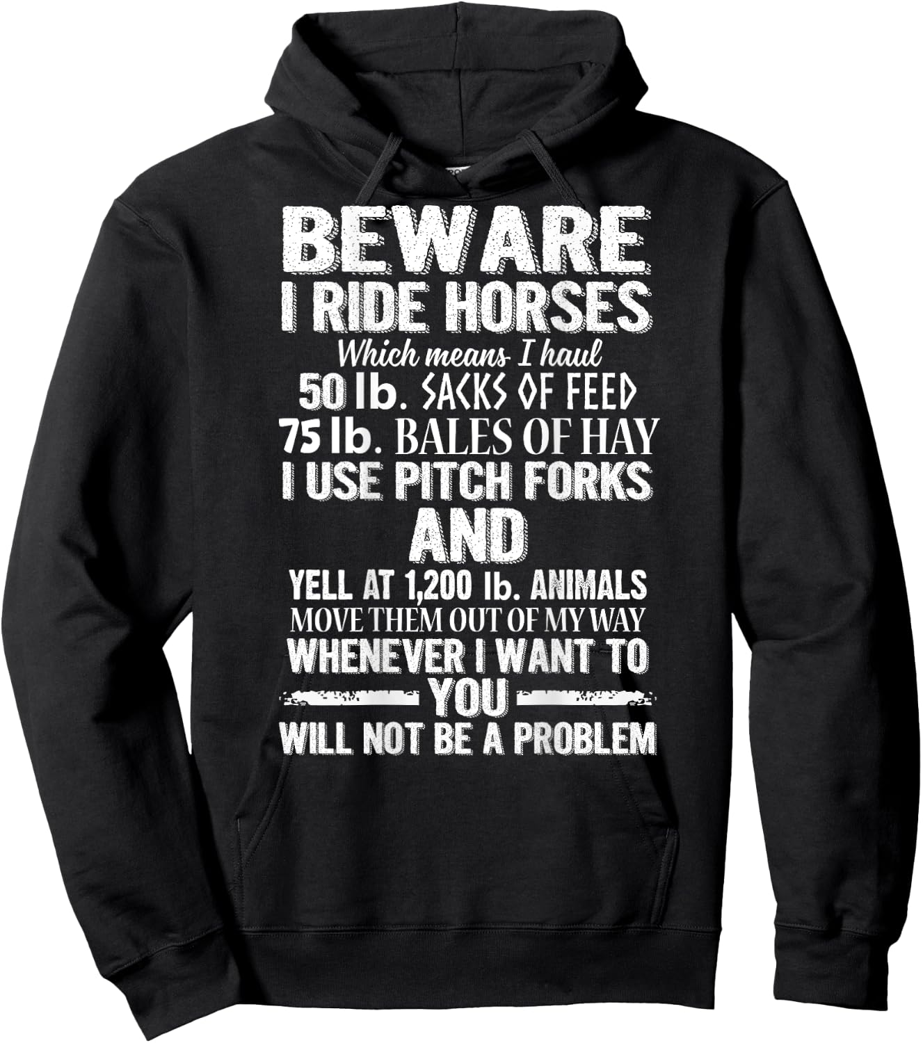 Beware I Ride Horses You Will Not Be A Problem Funny Hoodie - Hoodie | Black
