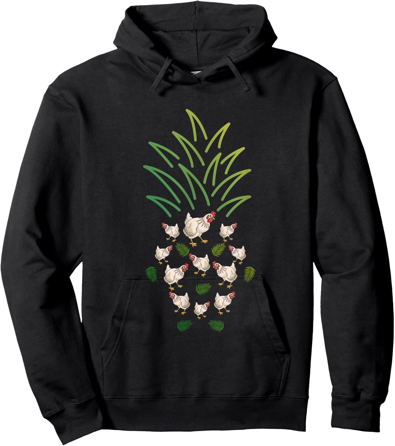 Cute Farm Animal Funny Chicken Pineapple Hoodie - Hoodie | Black