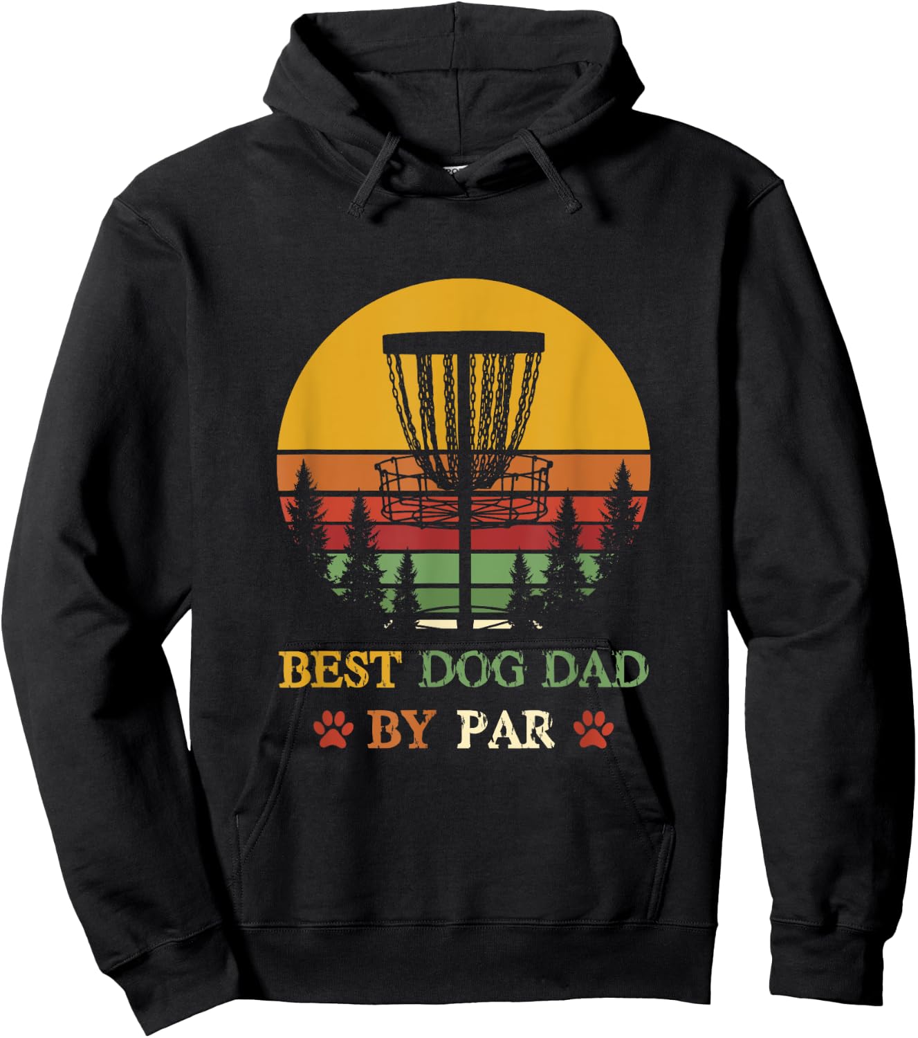 Best Dog Dad by Par Funny Retro vintage Frisbee Golf Disc Men Women Girls Kids Hoodie - Hoodie | Black
