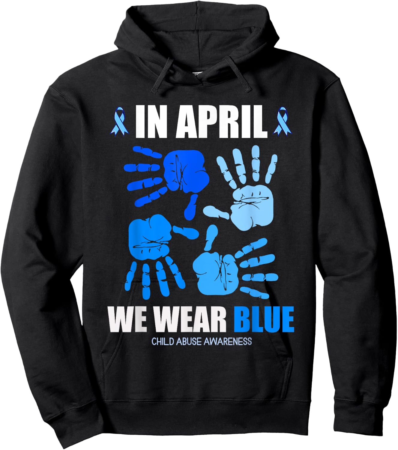 In April We Wear Blue Child Abuse Prevention Awareness Month Hoodie - Hoodie | Black