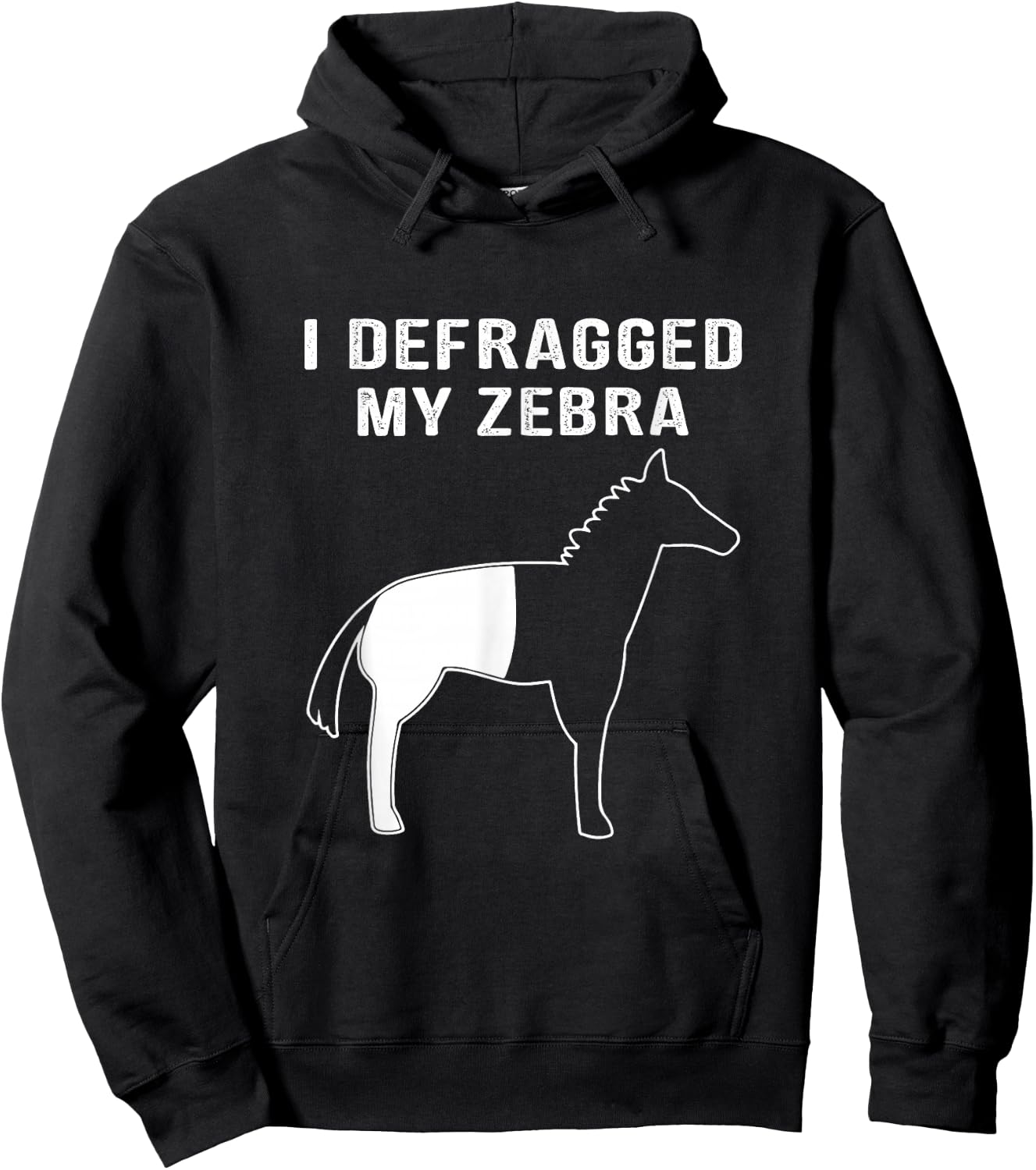 I Defragged My Zebra, Funny Computer Nerd Computer Geek Hoodie - Hoodie | Black