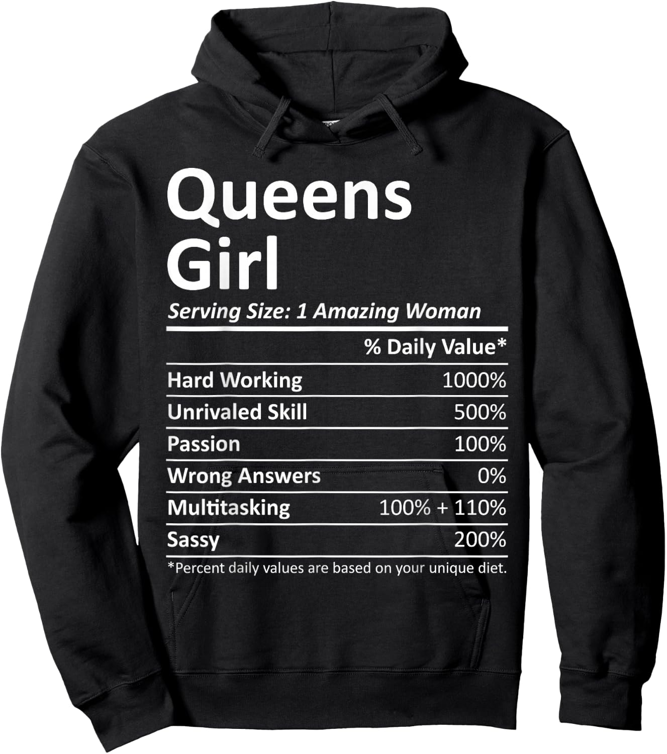 Queens Girl NY New York Funny City Home Roots USA Gift Hoodie - Hoodie | Black