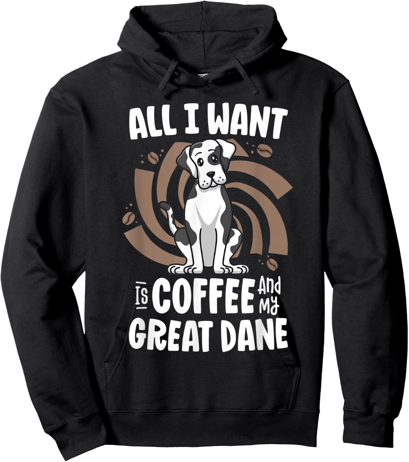 All I Want Is Coffee And My Great Dane Harlequin Dog Mama Women Kids Hoodie - Hoodie | Black