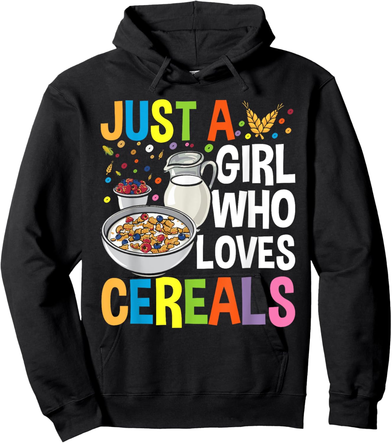 Just a Girl Who Loves Cereals Breakfast Cornflakes Cereal Hoodie - Hoodie | Black