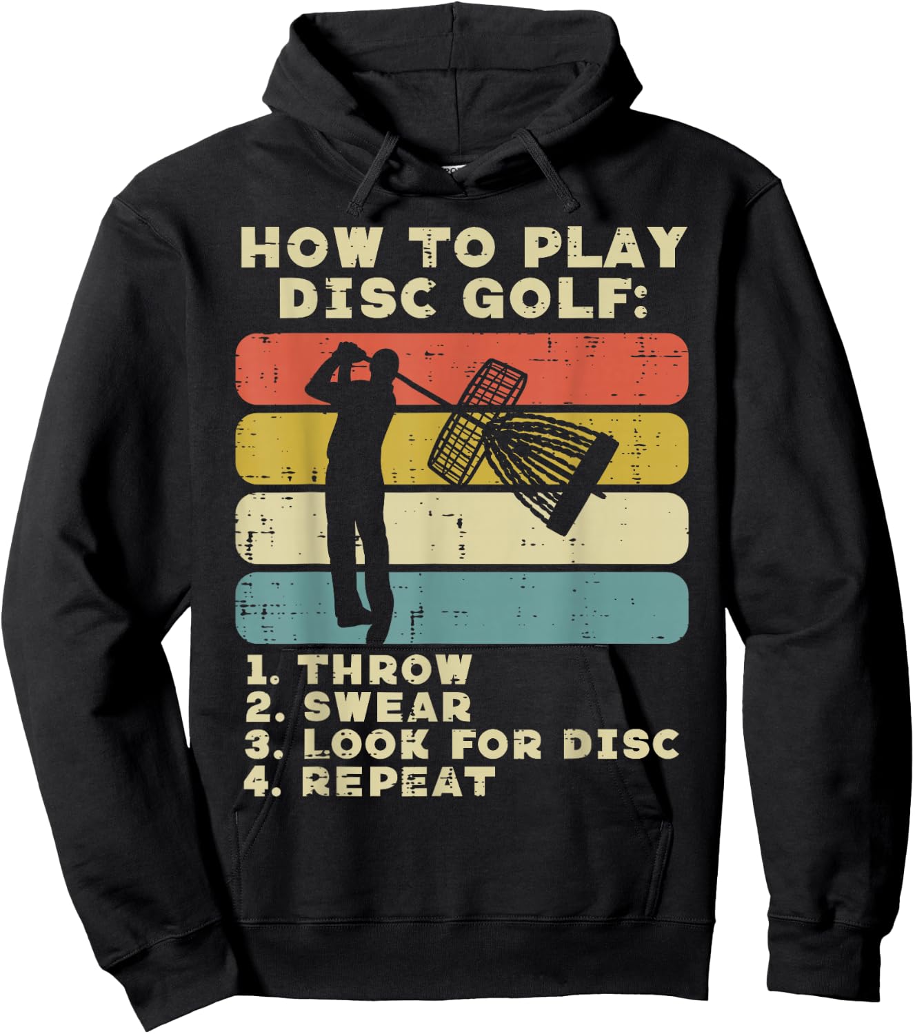 How To Play Disc Golf Sunset Retro Frisbee Golfing Golfer Hoodie - Hoodie | Black