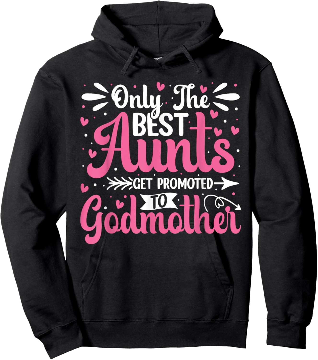 Only The Best Aunts Get Promoted To Godmother Groovy Heart Hoodie - Hoodie | Black