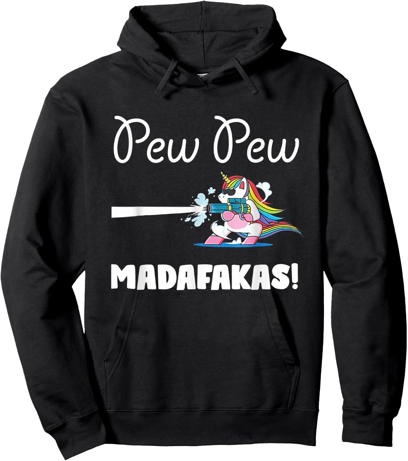 Unicorn PewPewPew Madafakas Unicorn Crazy Pew Gift Funny Small Hoodie - Hoodie | Black