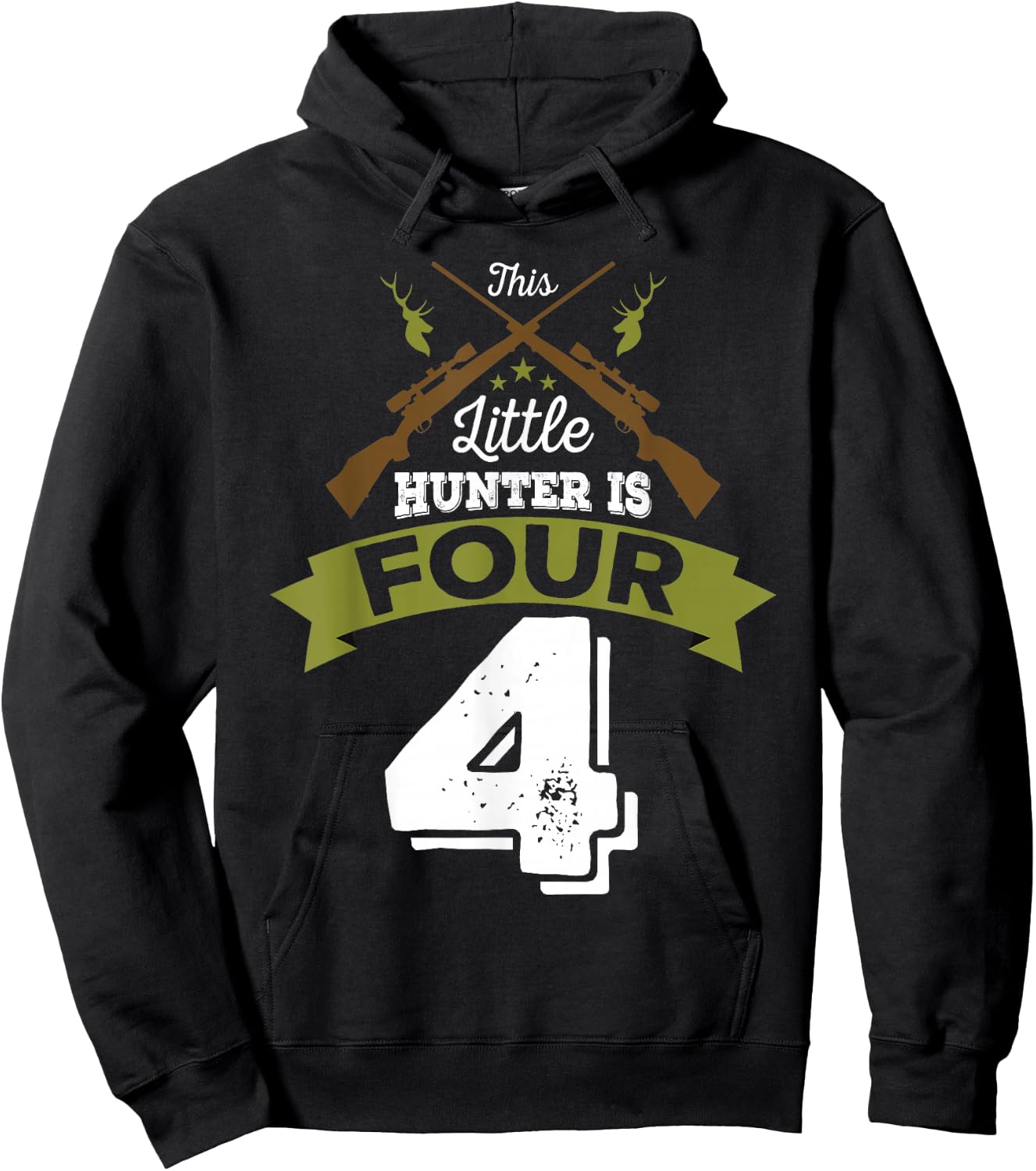 4th Birthday Deer Hunter Gift Boys Girls | 4 years old Hoodie - Hoodie | Black