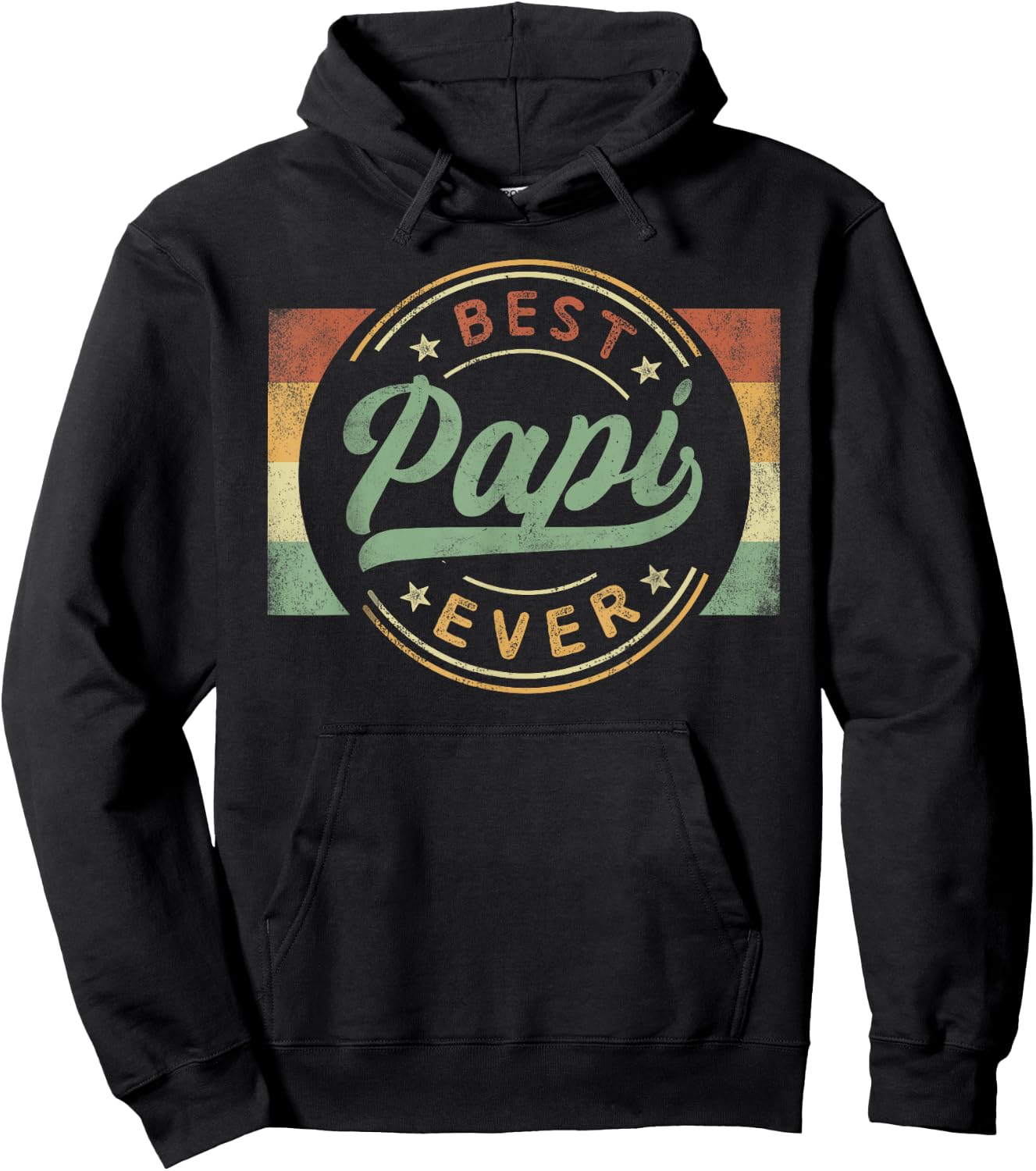 Best Papi Ever Emblem Father's Day Papi Gifts Grandpa Hoodie - Hoodie | Black