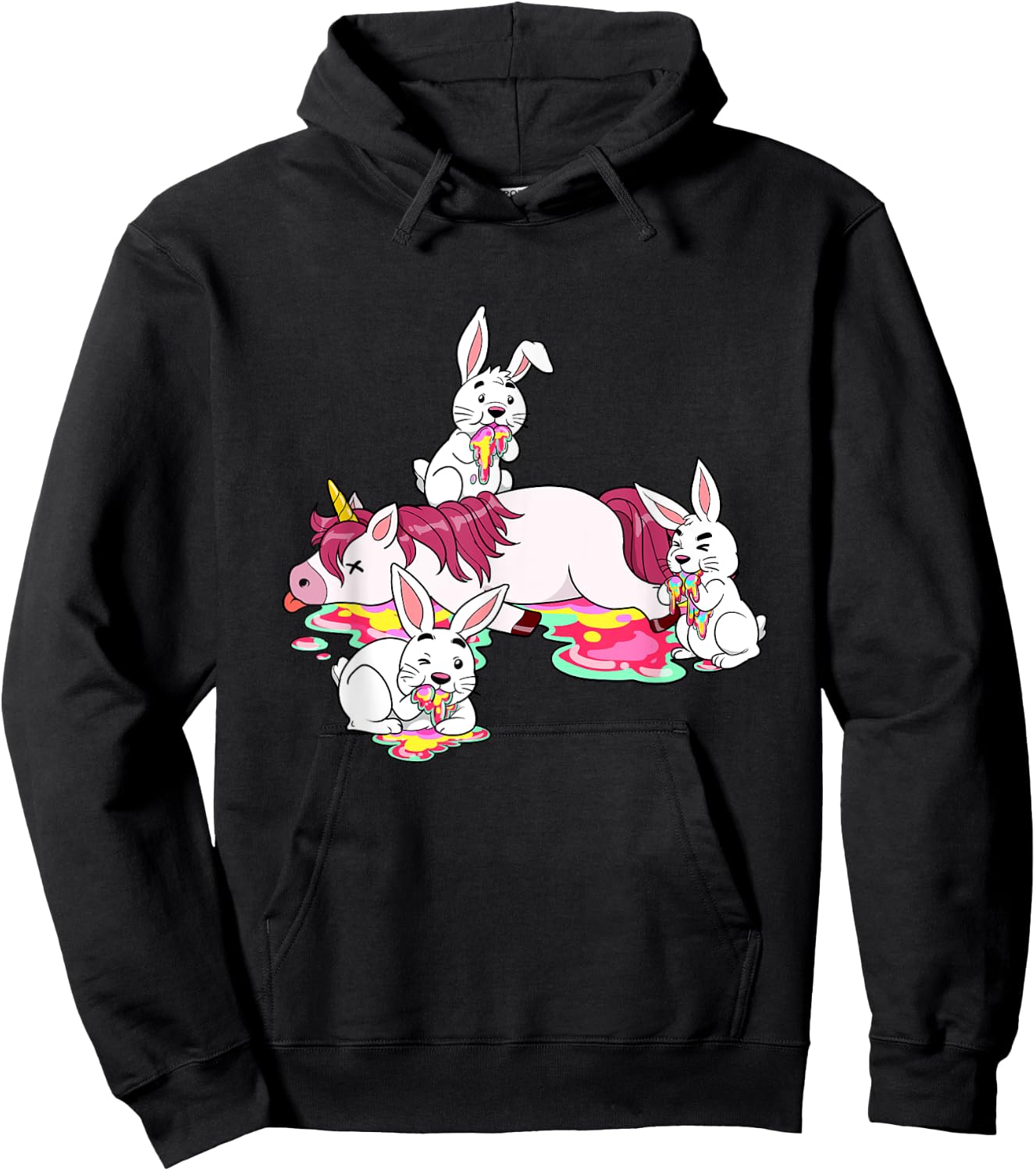 Unicorn Massacre Easter Bunny Killer Rabbit Hare Carnage Hoodie - Hoodie | Black
