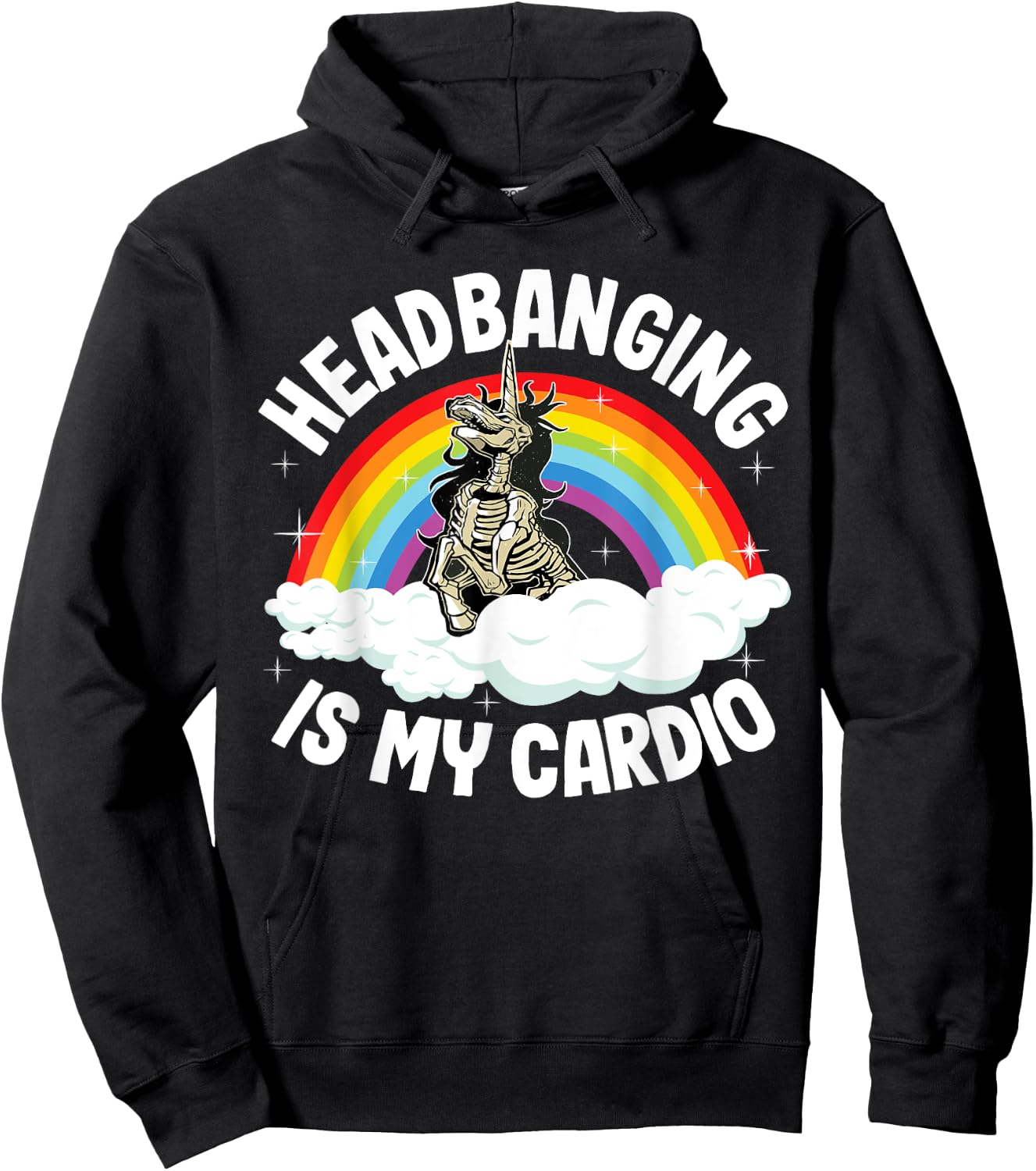 Headbanging Is My Cardio Funny Heavy Metal Unicorn Hoodie - Hoodie | Black