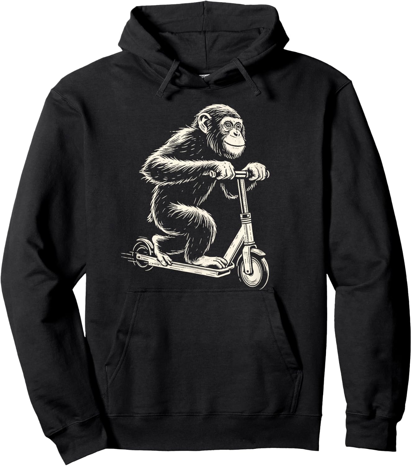 Chimpanzee On An E-Scooter Monkey Hoodie - Hoodie | Black