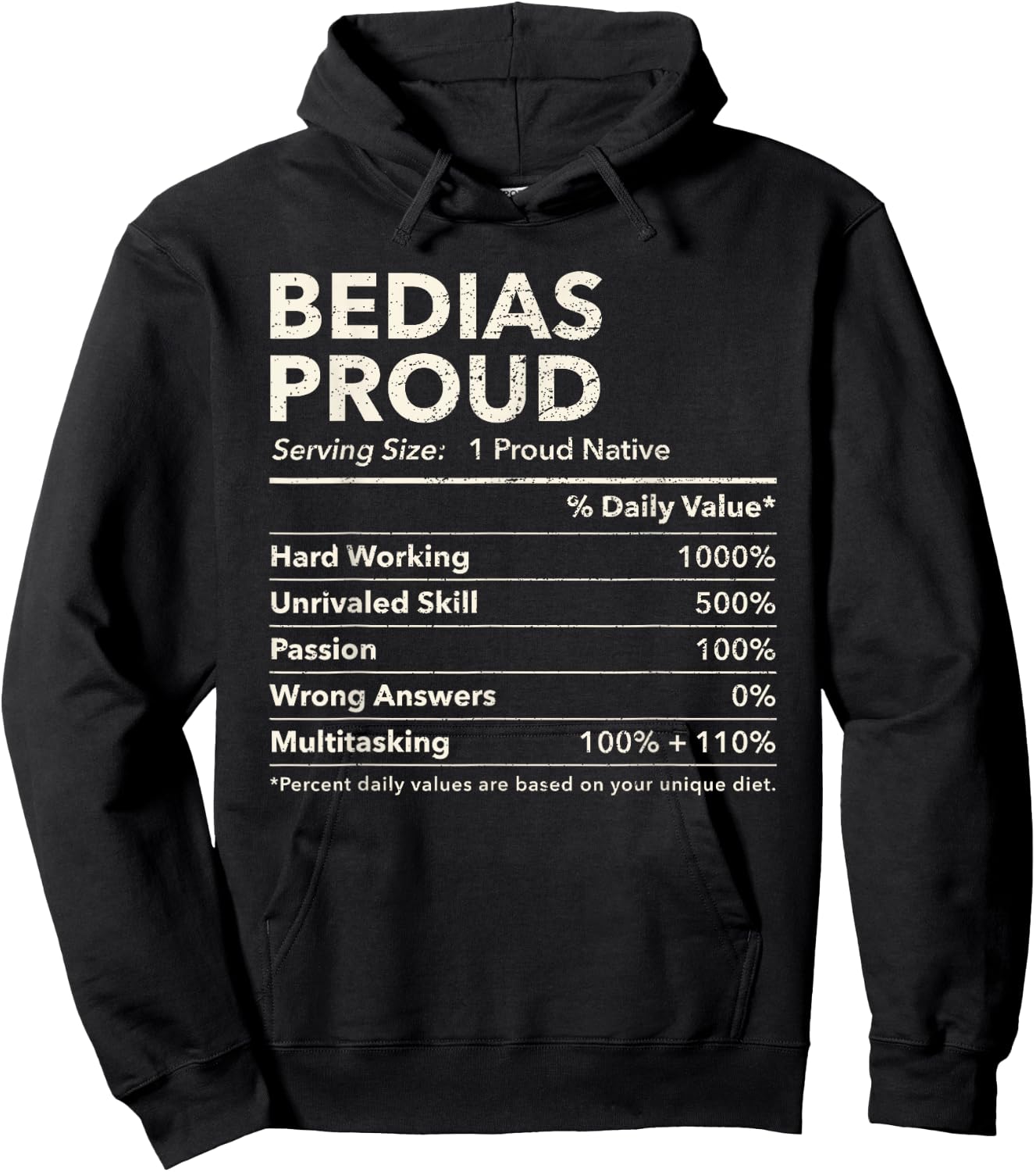 Bedias, Texas Proud Nutrition Facts Hoodie - Hoodie | Black