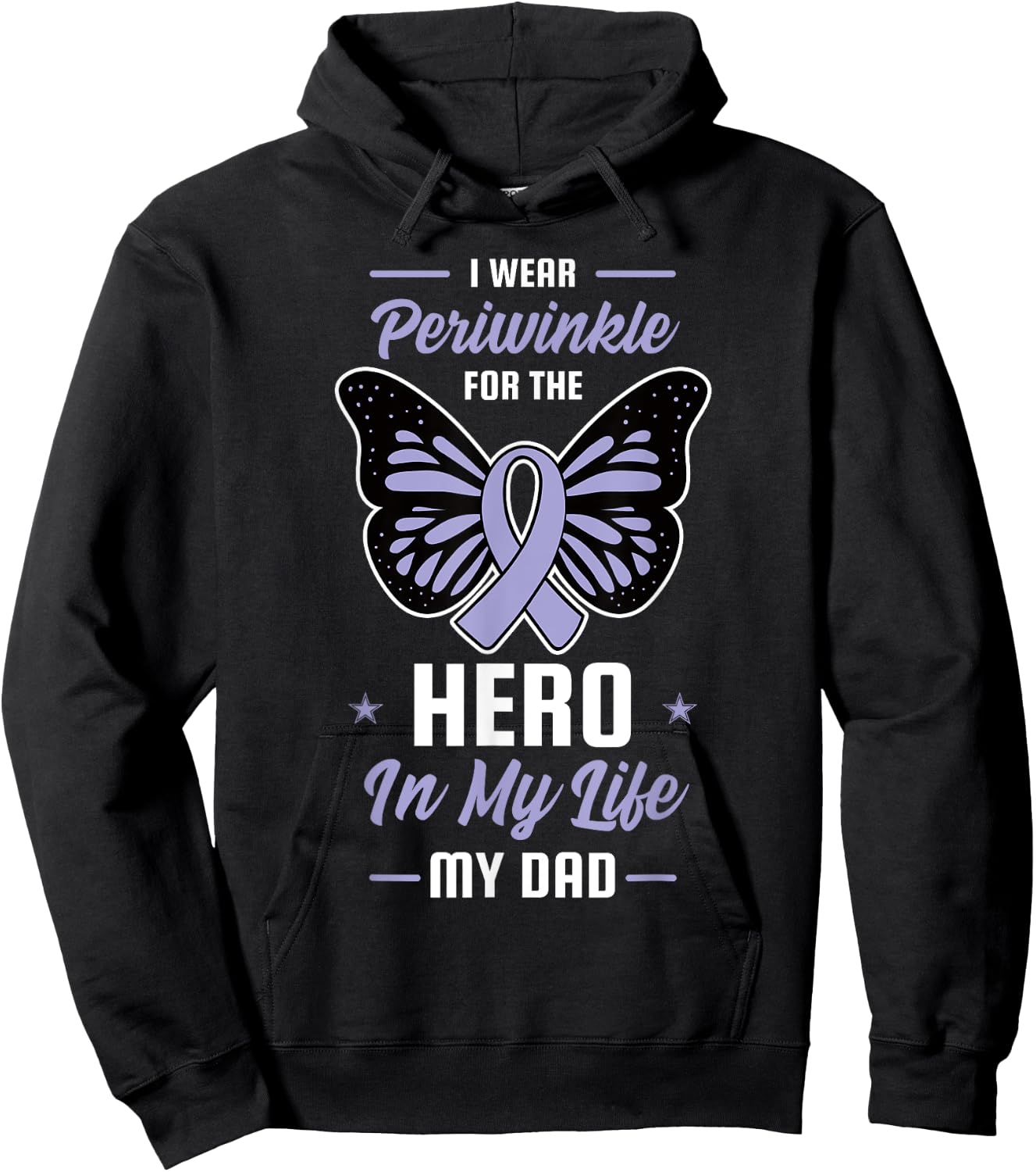 Stomach Cancer Awareness Periwinkle Ribbon Hero Dad Gift Hoodie - Hoodie | Black