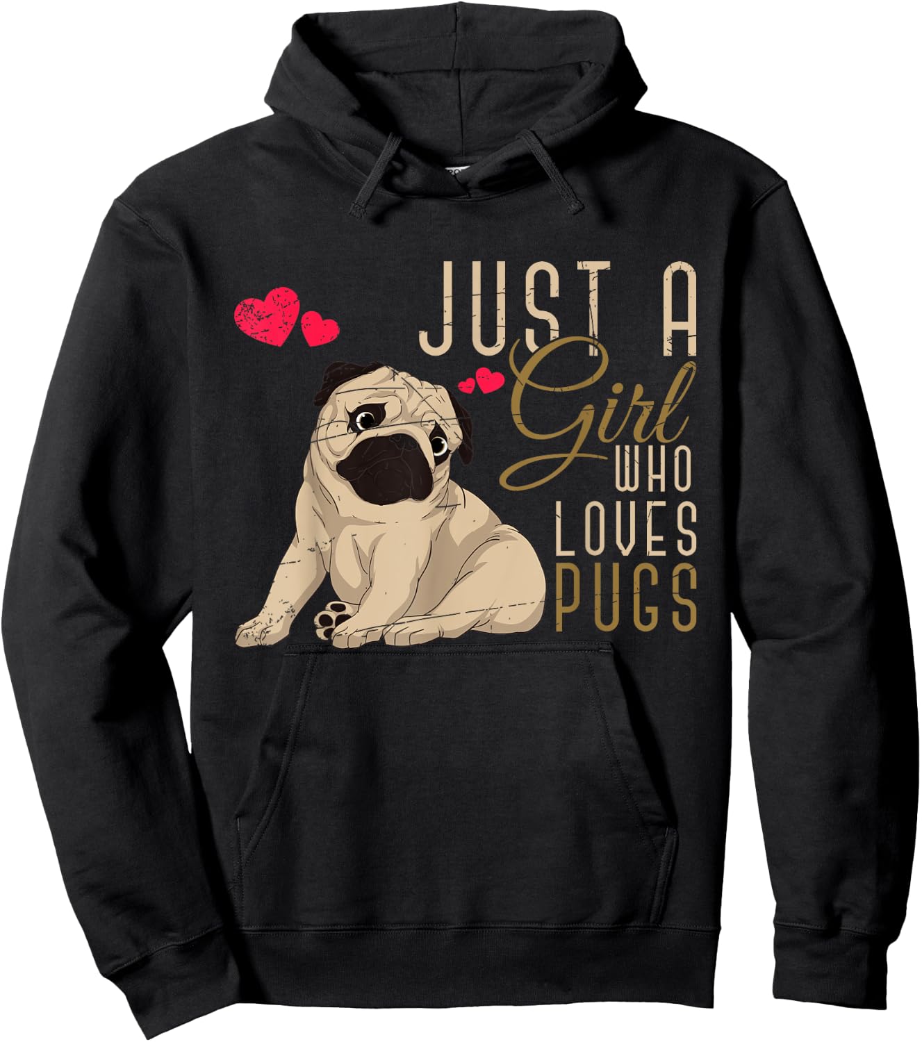 Cute Dog Owner Women Girls Pugs Lover Dog Animal Pug Hoodie - Hoodie | Black