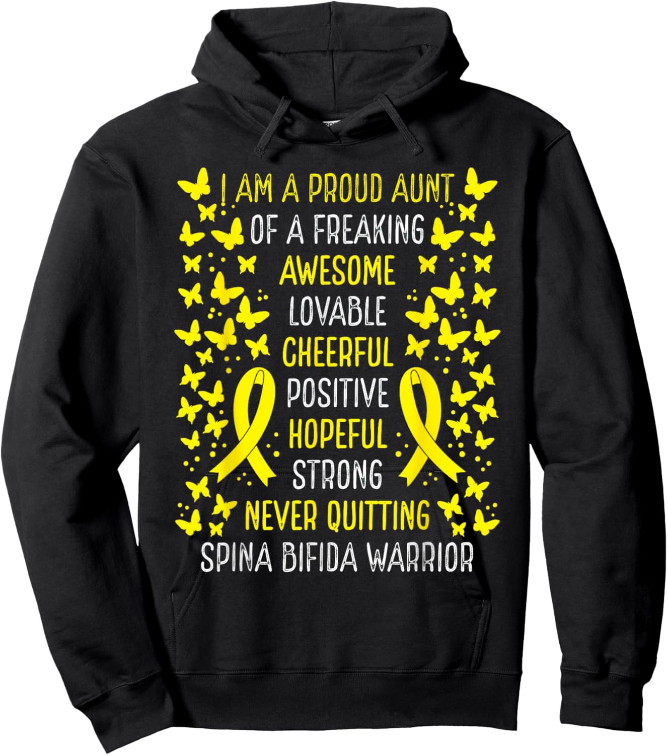 Proud Aunt of Spina Bifida Warrior Awareness Ribbon Hoodie - Hoodie | Black