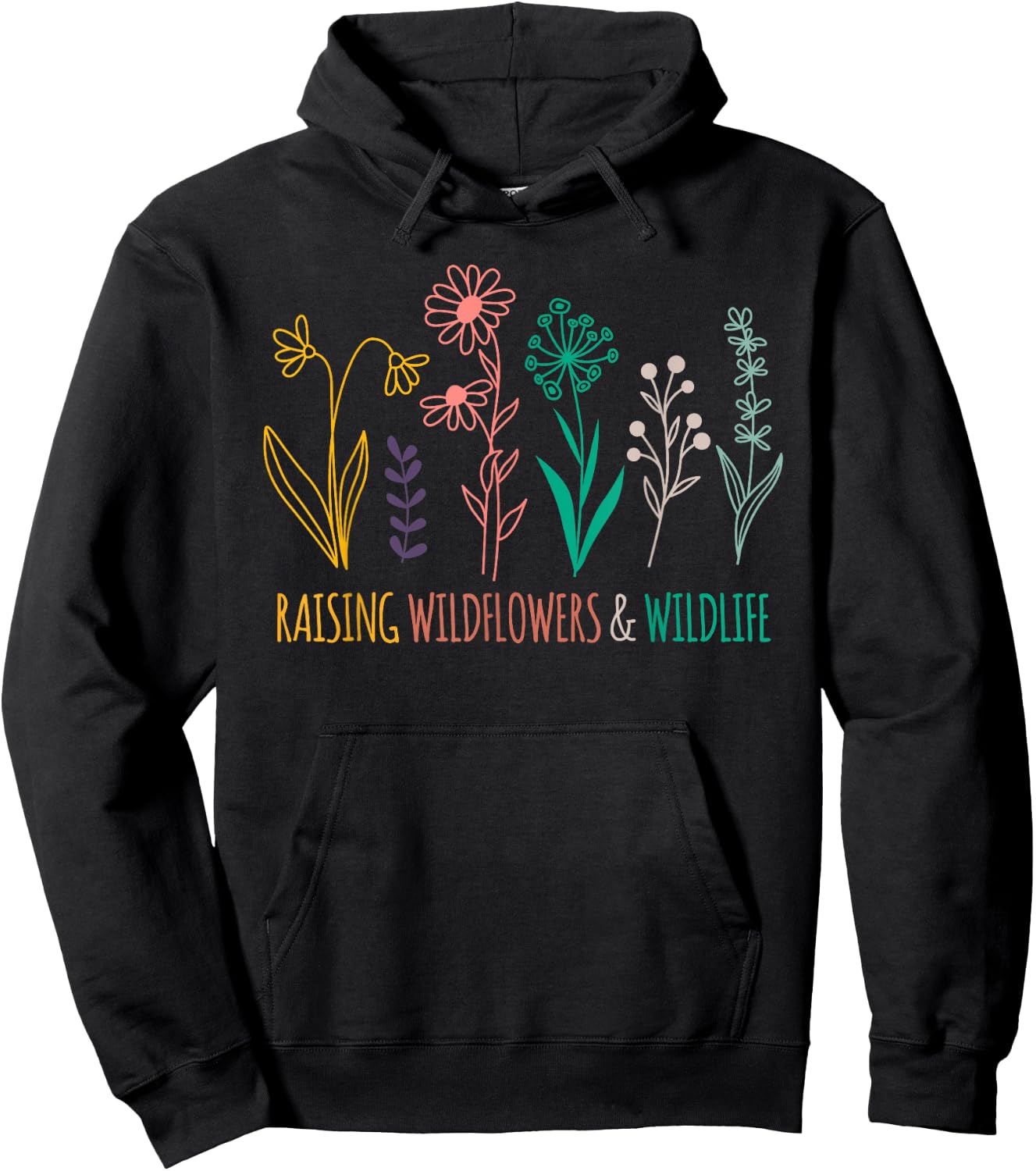 Raising Wildflowers And Wildlife Mom Mothers Day Vintage Hoodie - Hoodie | Black