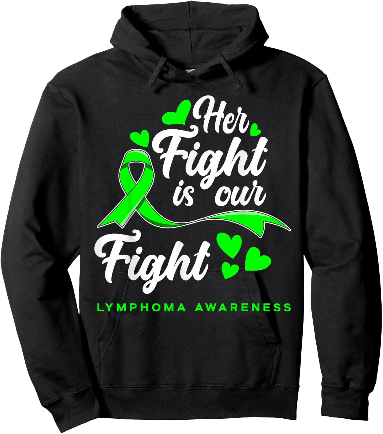 Her Fight Is Our Fight Non-Hodgkin Lymphoma Awareness Hoodie - Hoodie | Black