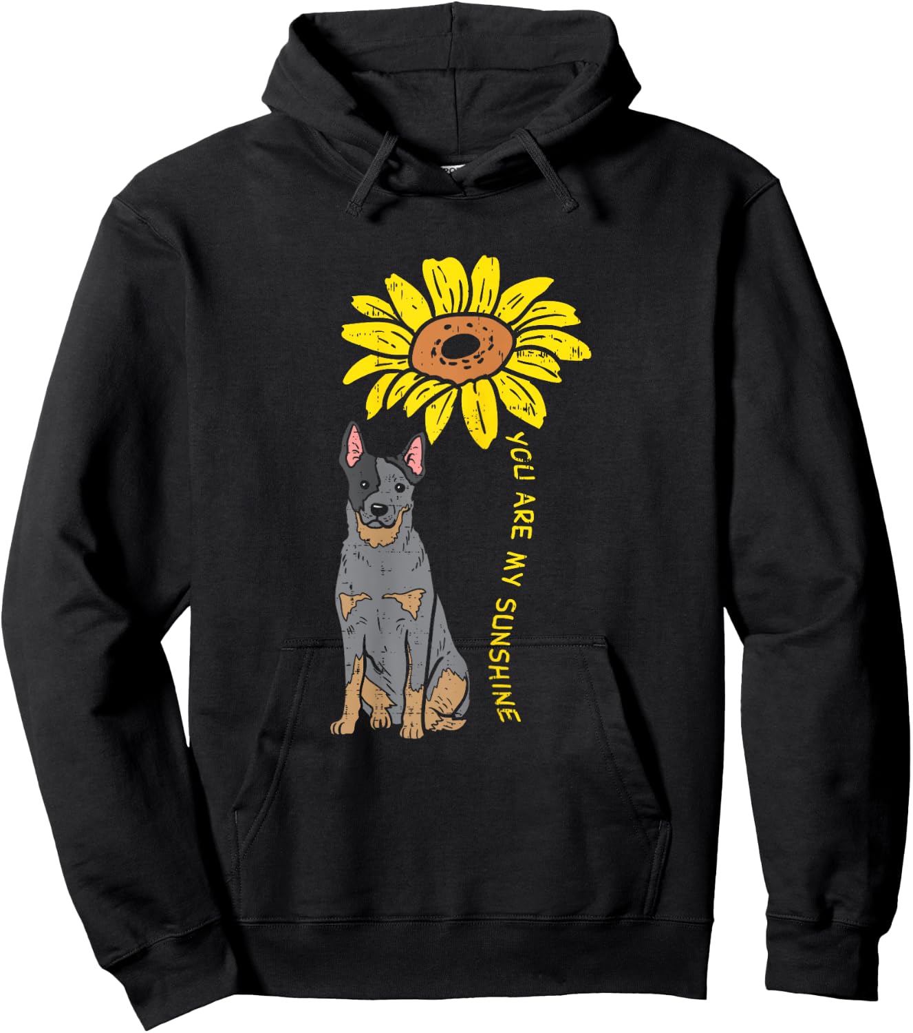 Sunflower Sunshine Heeler Animal Blue Red Cattle Dog Gift Women Girls Kids Hoodie - Hoodie | Black