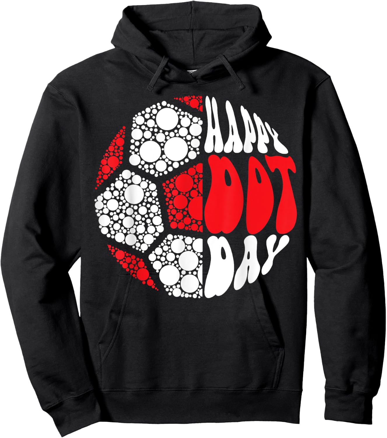 Retro Groovy Soccer Ball With Polka Dots Happy Dot Day Boy Hoodie - Hoodie | Black