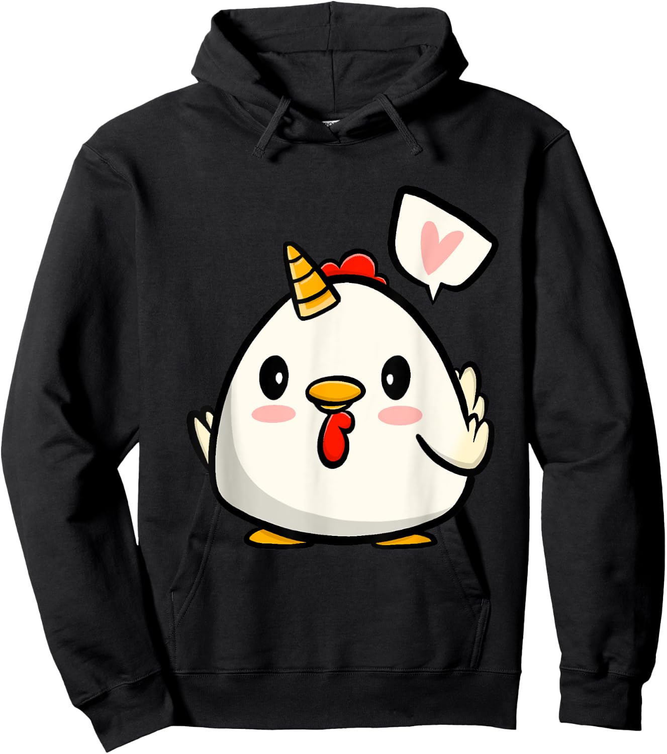 Funny Chicken Unicorn Lover Illustration Farmer Hoodie - Hoodie | Black