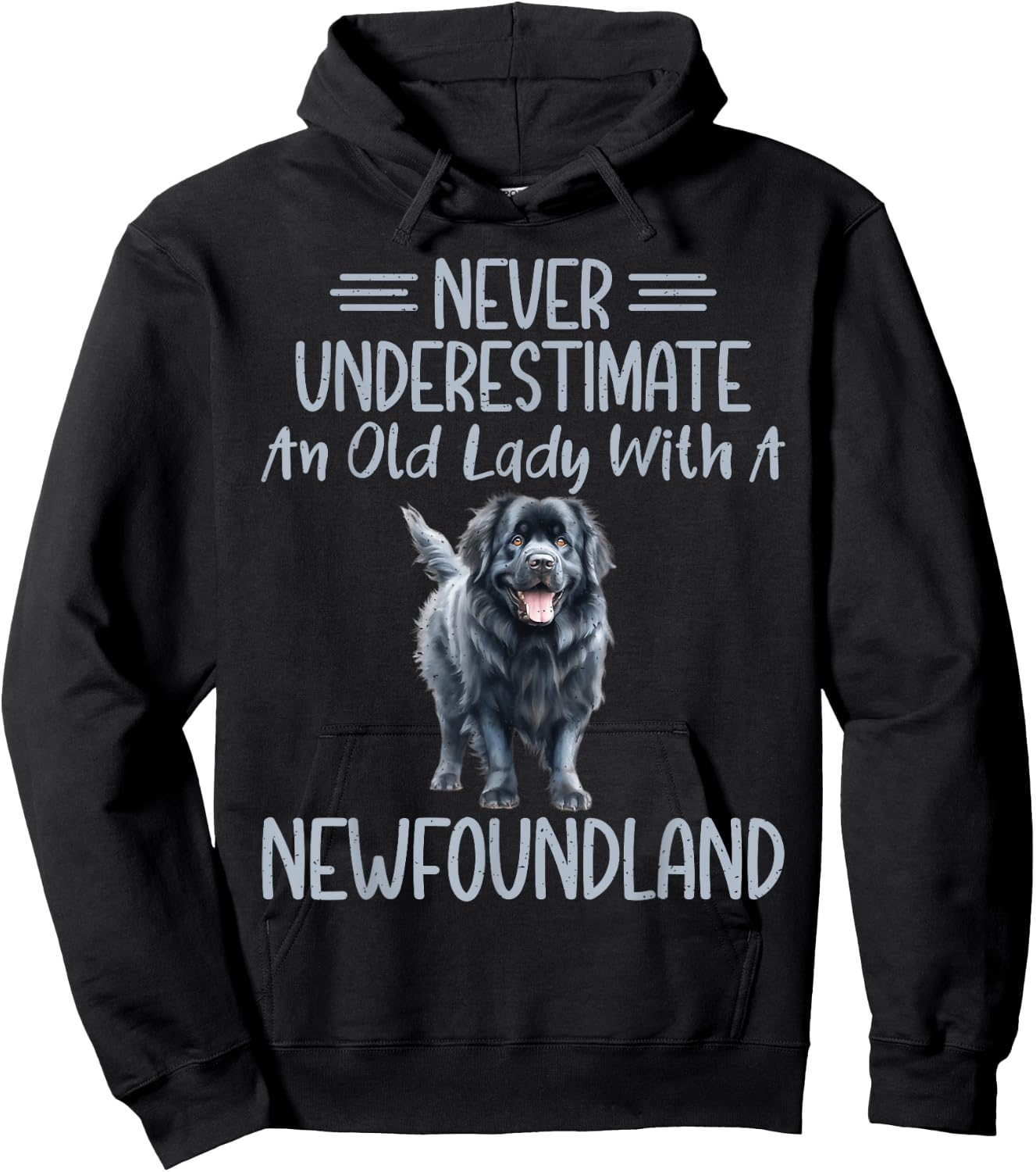 Never underestimate an old Lady with a Newfoundland Dog Hoodie - Hoodie | Black