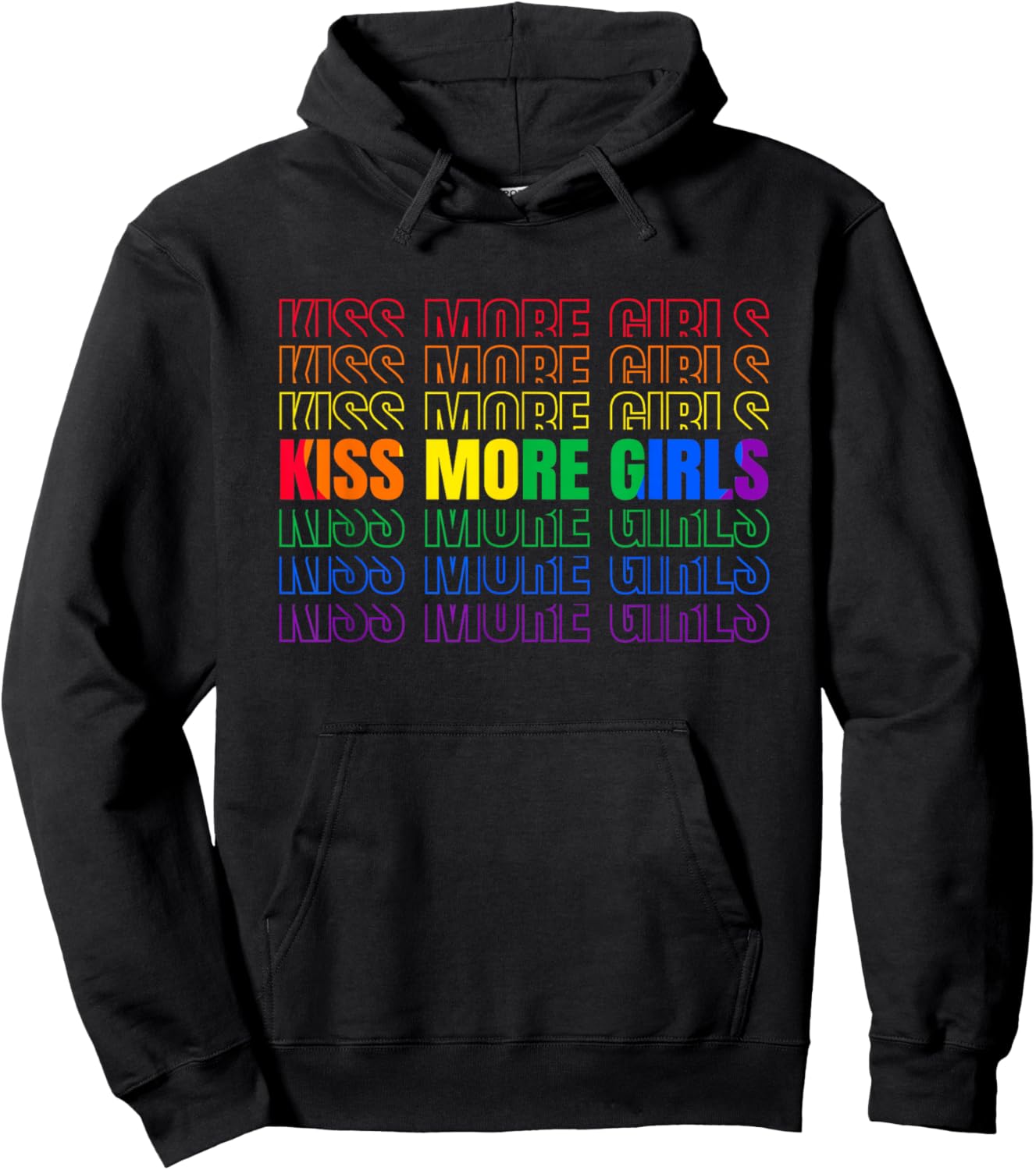 Kiss More Girls Lesbian LGBT Pride and Gay Couple Women Hoodie - Hoodie | Black