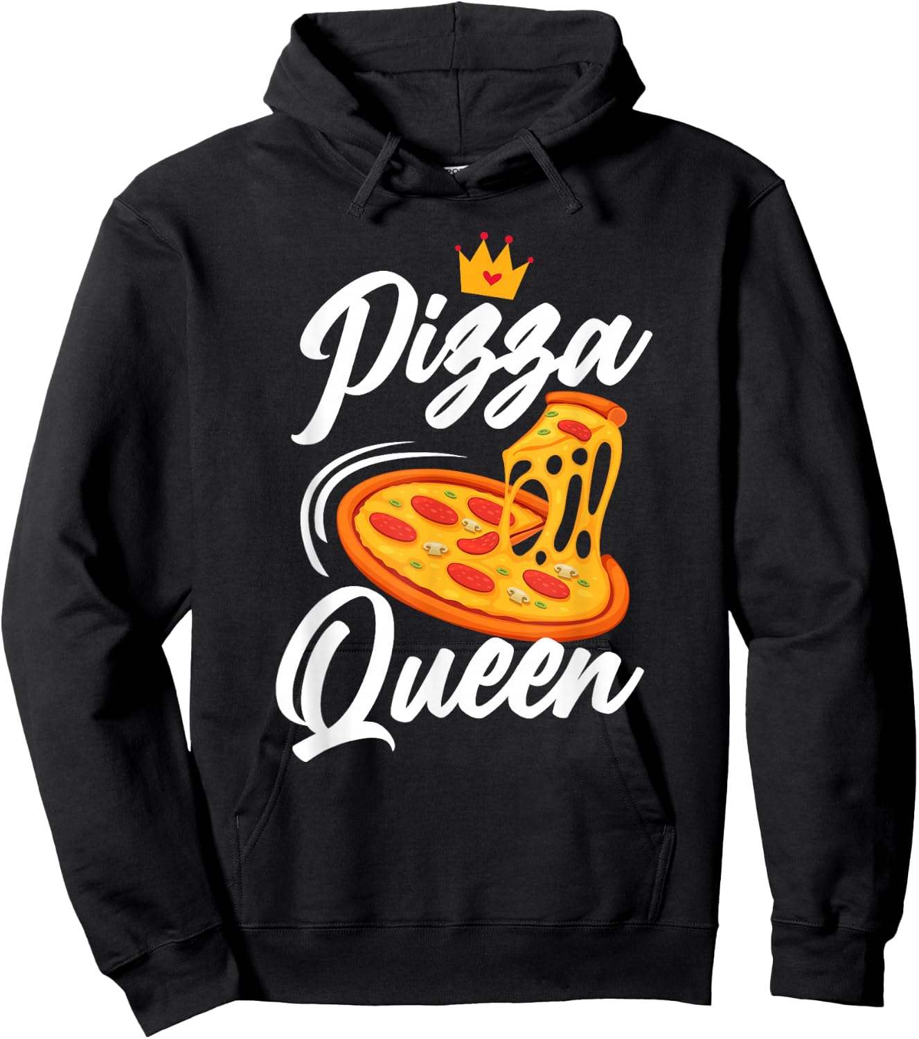 Women Pizza Queen Girl Loves Pizza Funny Pizza Lover Hoodie - Hoodie | Black